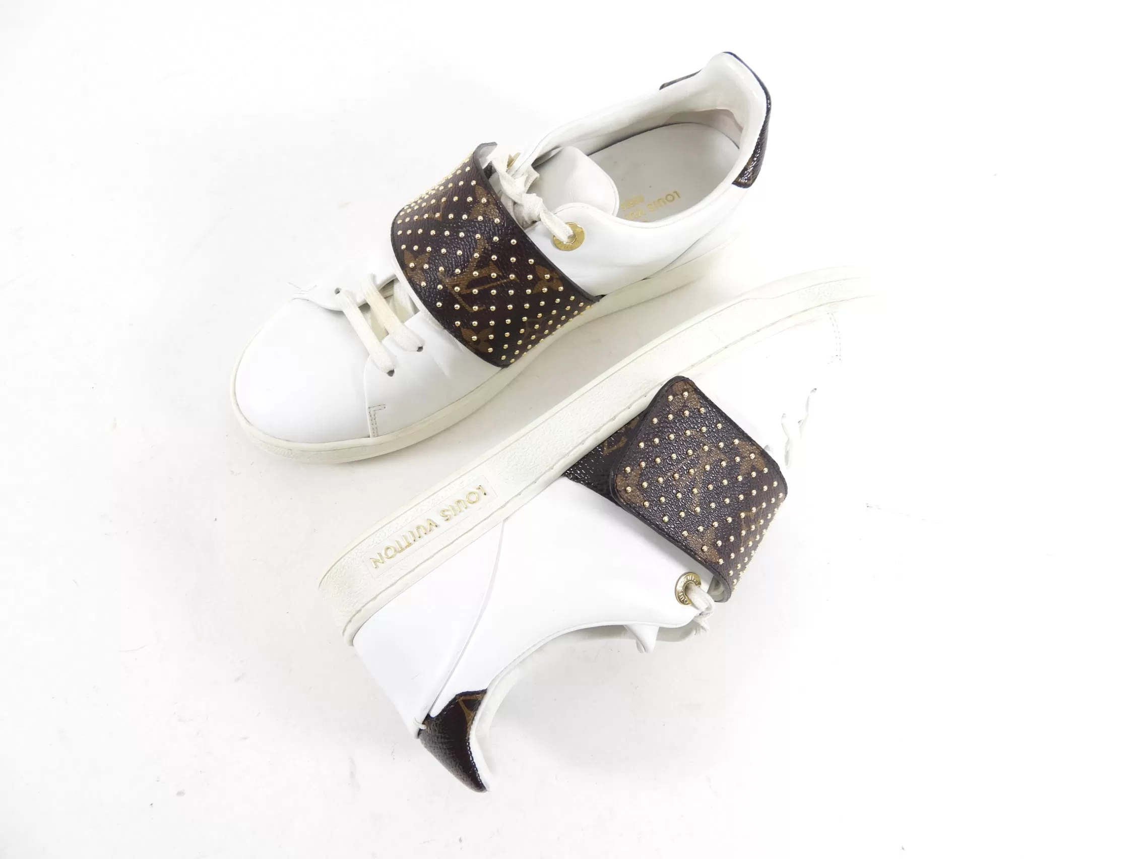 Louis vuitton White and Monogram Canvas Low Sneakers - EU38 / 7.5