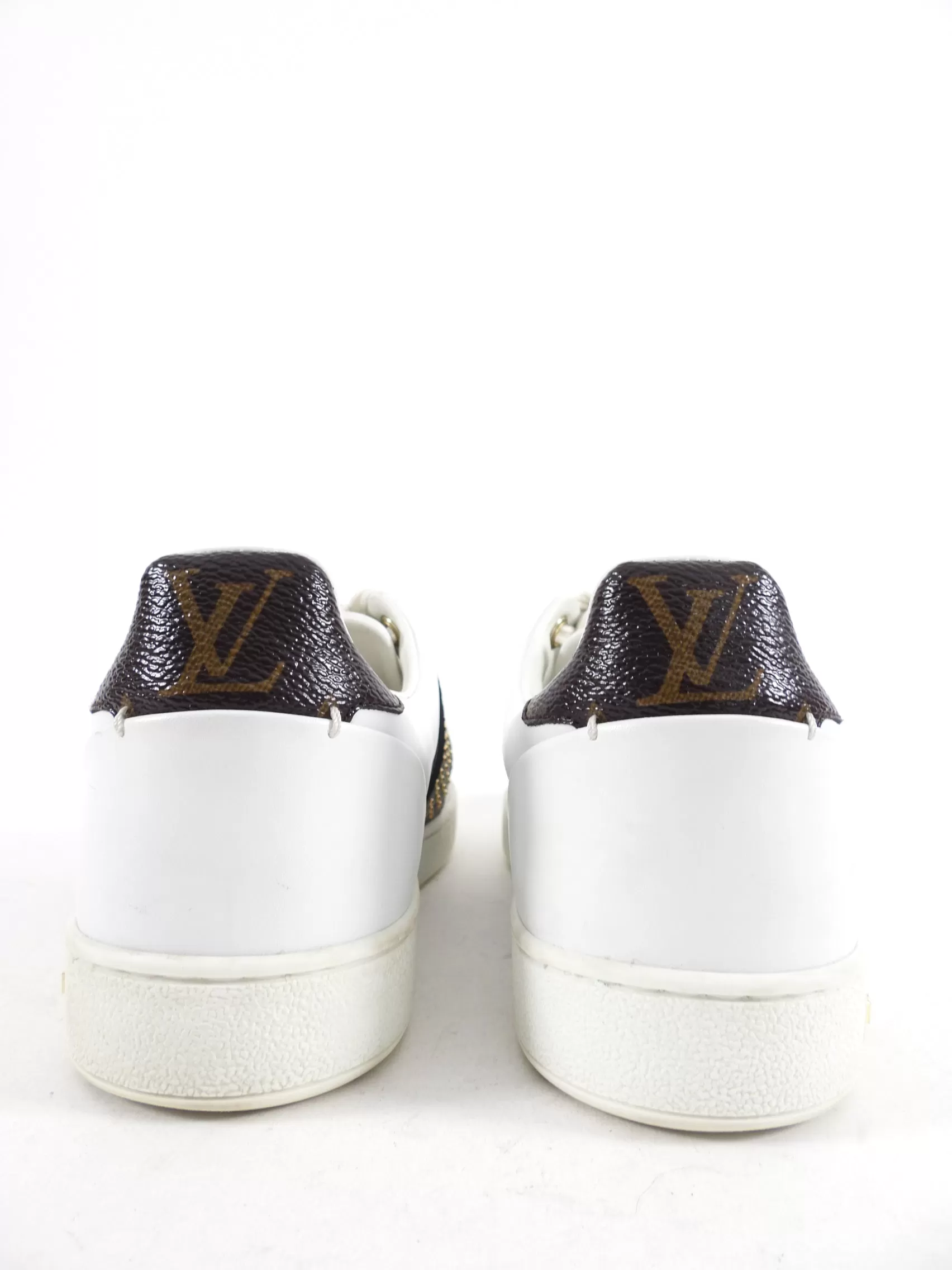 Louis vuitton White and Monogram Canvas Low Sneakers - EU38 / 7.5