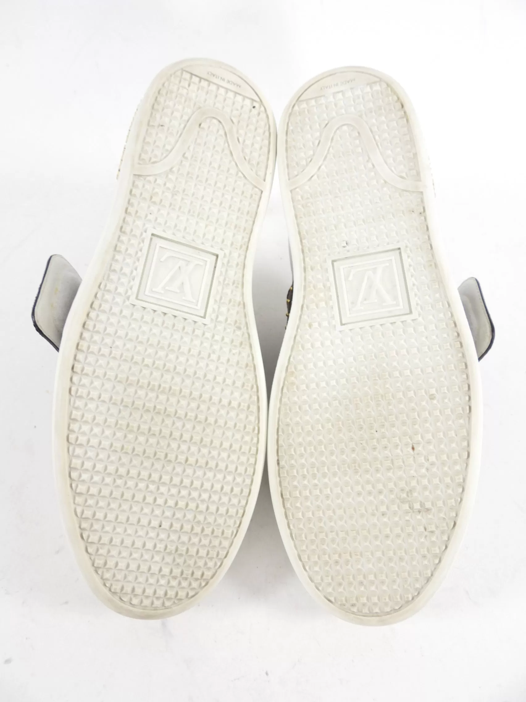 Louis vuitton White and Monogram Canvas Low Sneakers - EU38 / 7.5