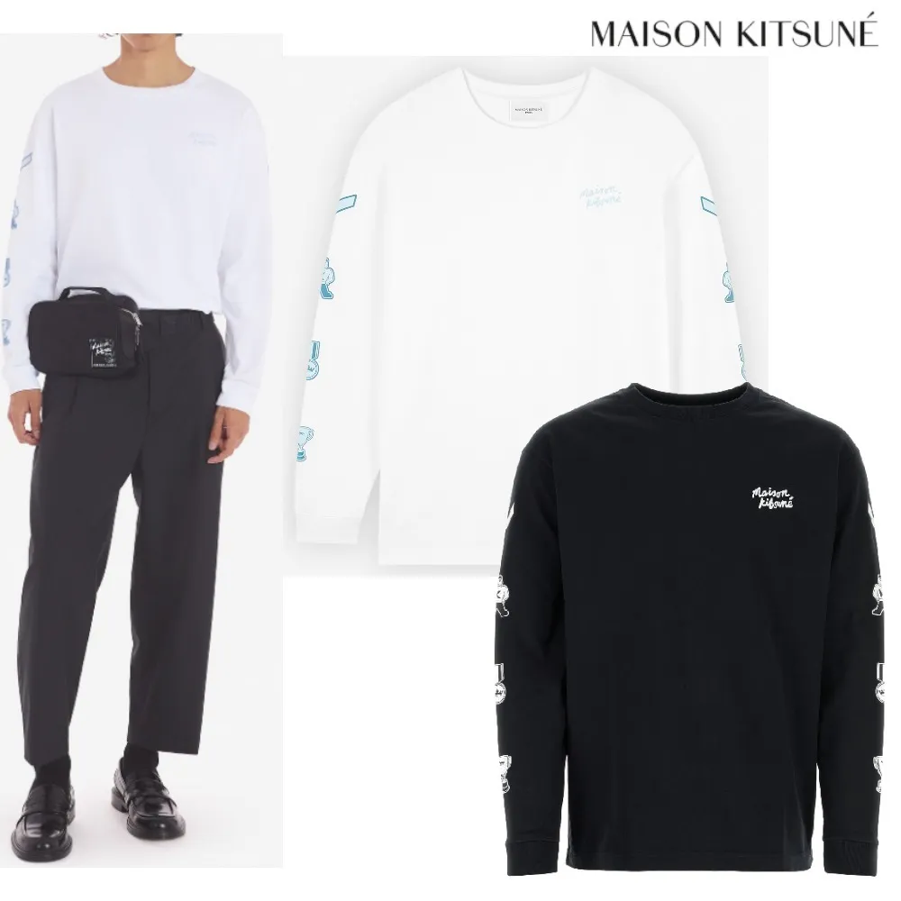 MAISON KITSUNE  |Crew Neck Unisex Street Style Long Sleeves Plain Cotton