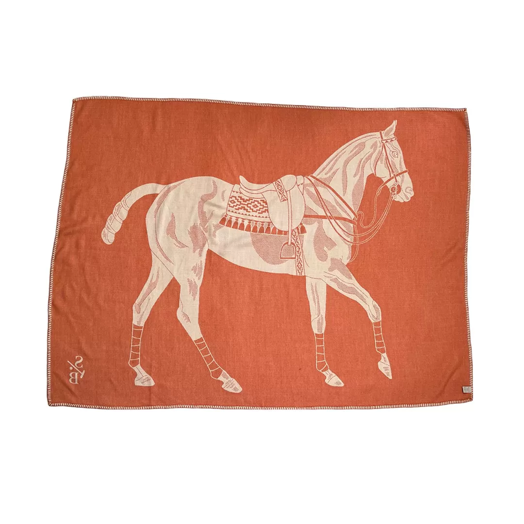 Mandarin Orange Horse Polo Pony Throw