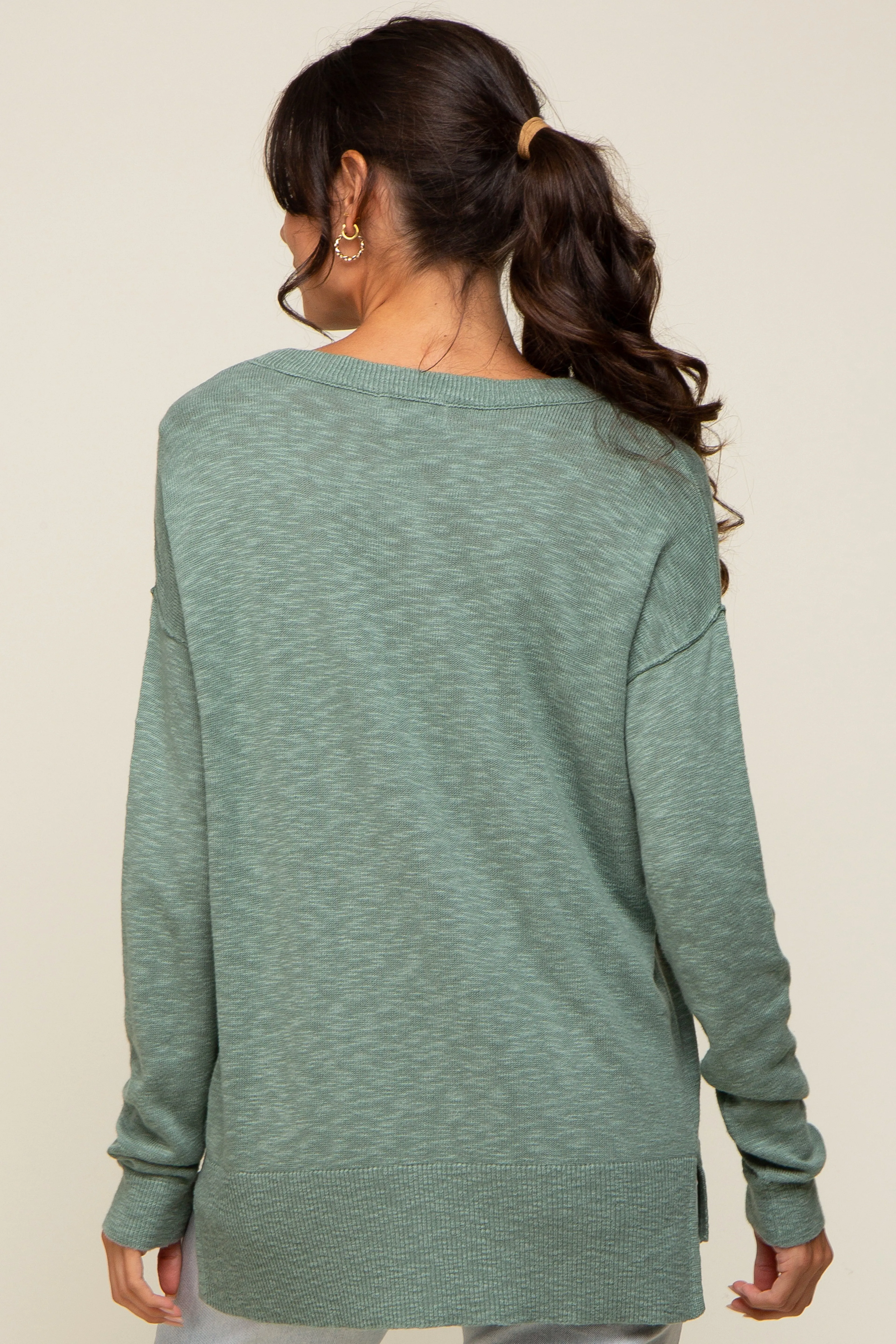 Mint Green Knit Long Sleeve Top