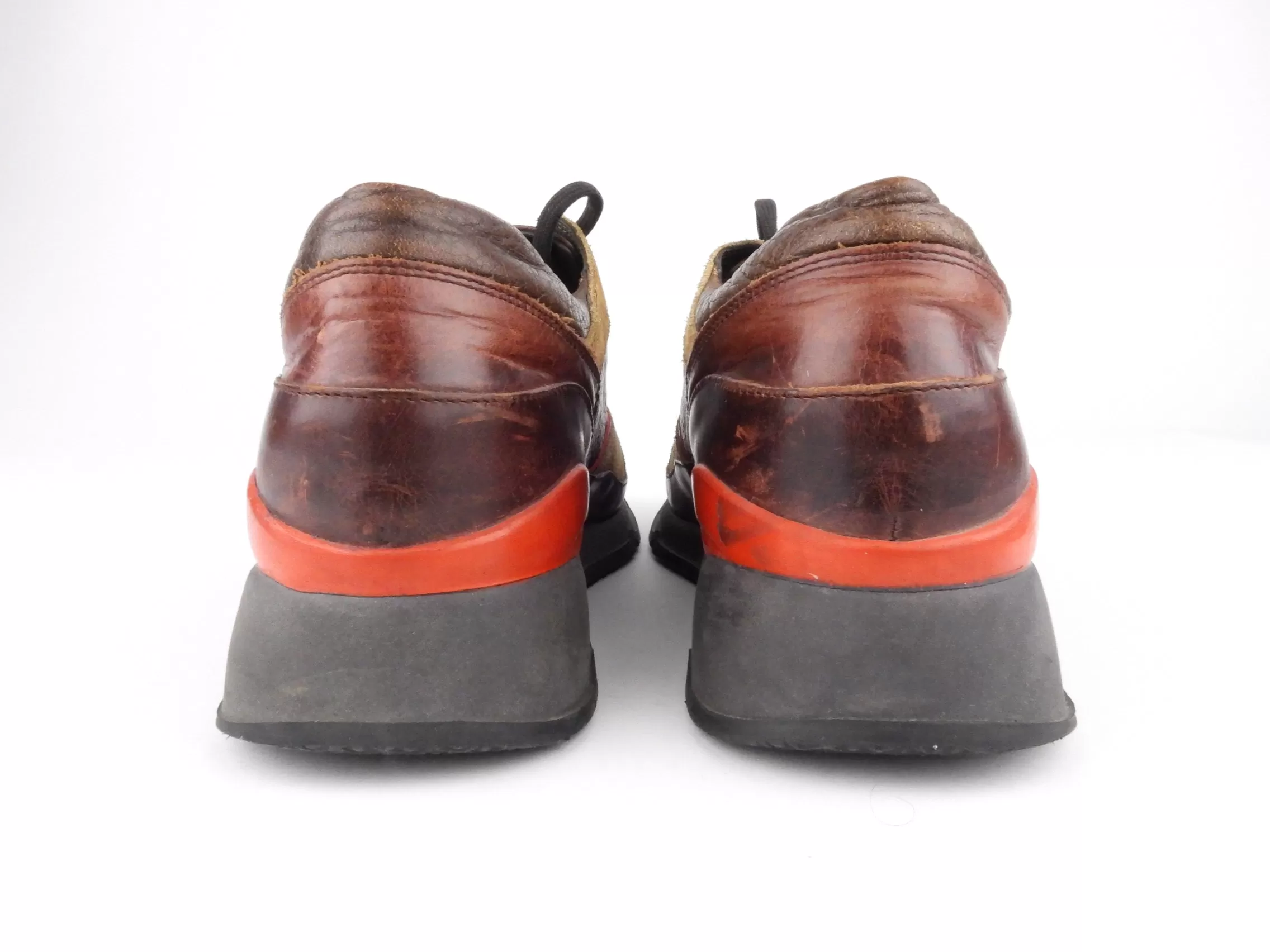 Miu Miu Circa 2000 Vintage Brown Leather Sneakers - 37.5