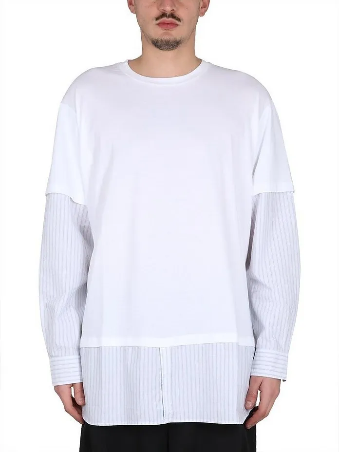 MM6 Maison Margiela  |Crew Neck Stripes Blended Fabrics Street Style Long Sleeves