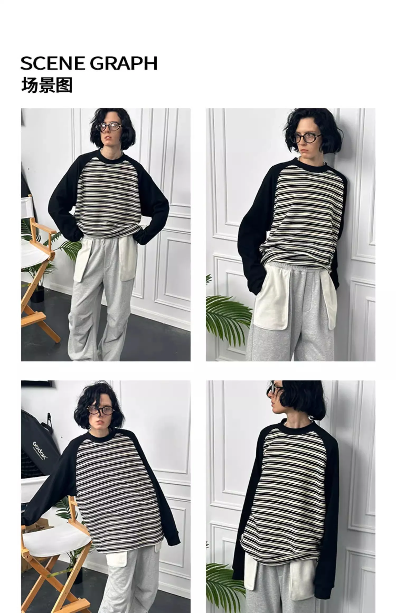 MODITEC  |Crew Neck Stripes Unisex Blended Fabrics Street Style