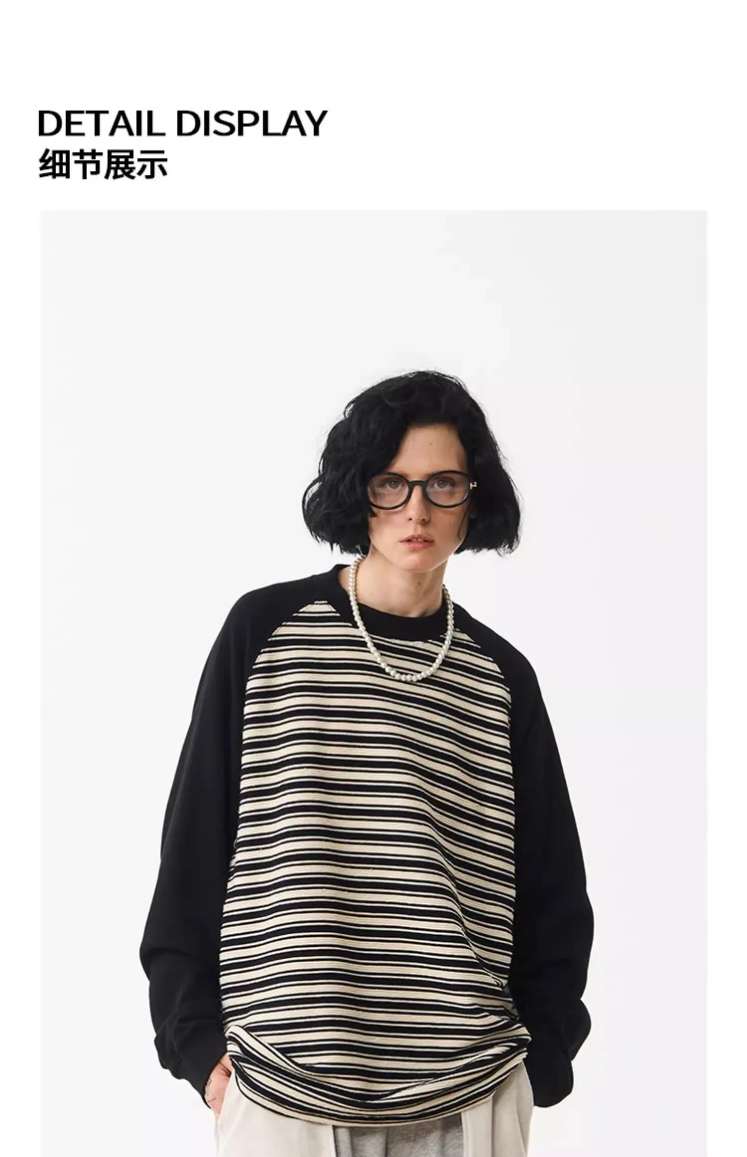 MODITEC  |Crew Neck Stripes Unisex Blended Fabrics Street Style