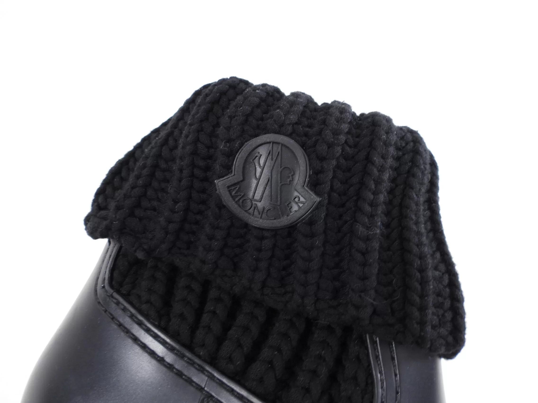 Moncler Black Rubber Ginette Knit Boots - 38