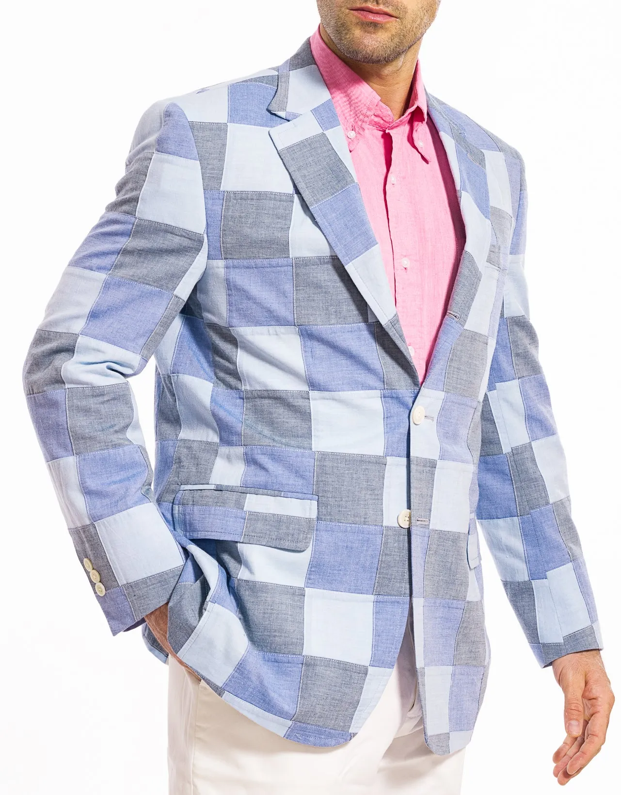 MULTI COLOR PATCH CHAMBRAY SPORT COAT