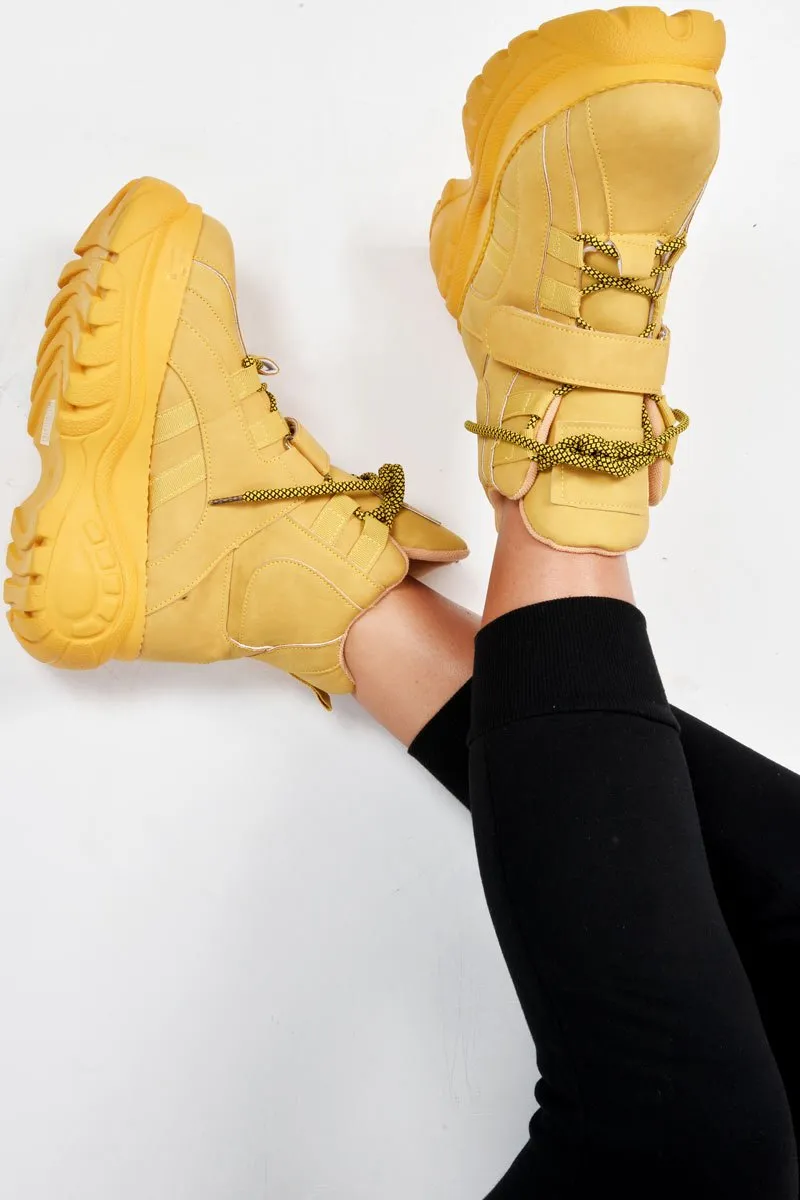 Mustard Extreme Sole Chunky Lace Up Boots - Jaxson