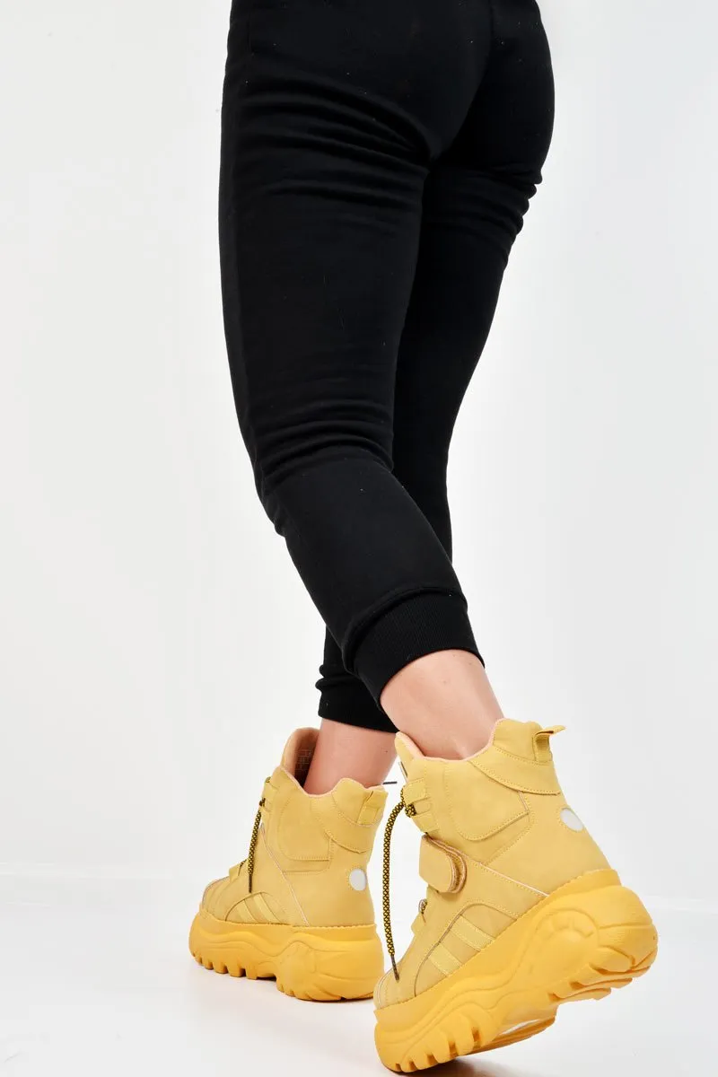 Mustard Extreme Sole Chunky Lace Up Boots - Jaxson