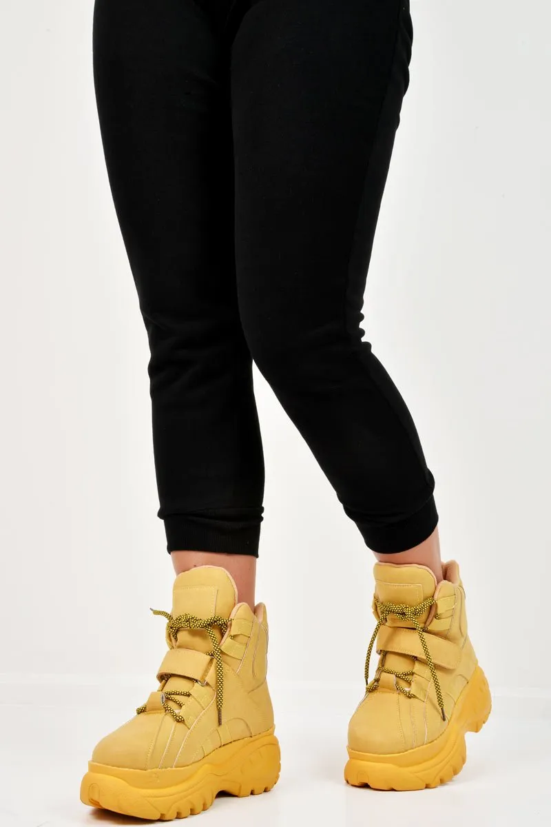 Mustard Extreme Sole Chunky Lace Up Boots - Jaxson