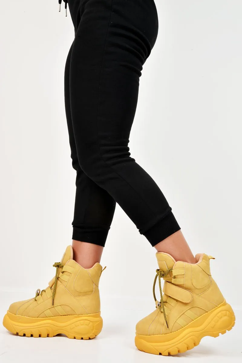 Mustard Extreme Sole Chunky Lace Up Boots - Jaxson