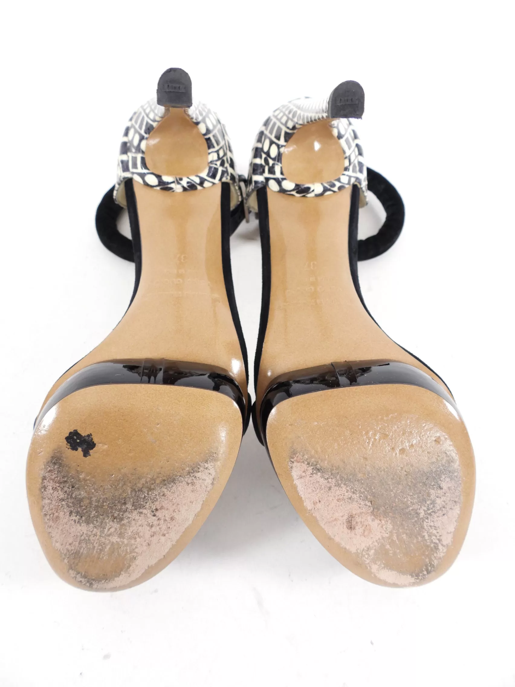 Nicholas Kirkwood Black and White Suede Patent Bauhaus Heels - 7.5