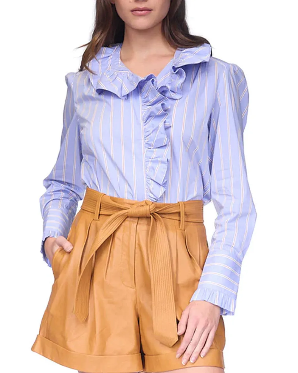 Novelty Stripe Anne Ruffle Blouse