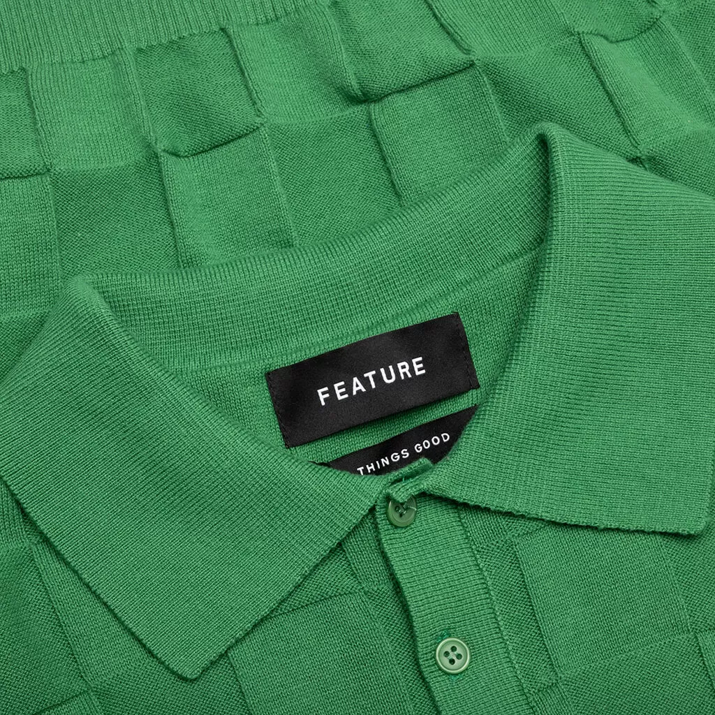 Palmer Checked L/S Sweater Polo - Augusta Green