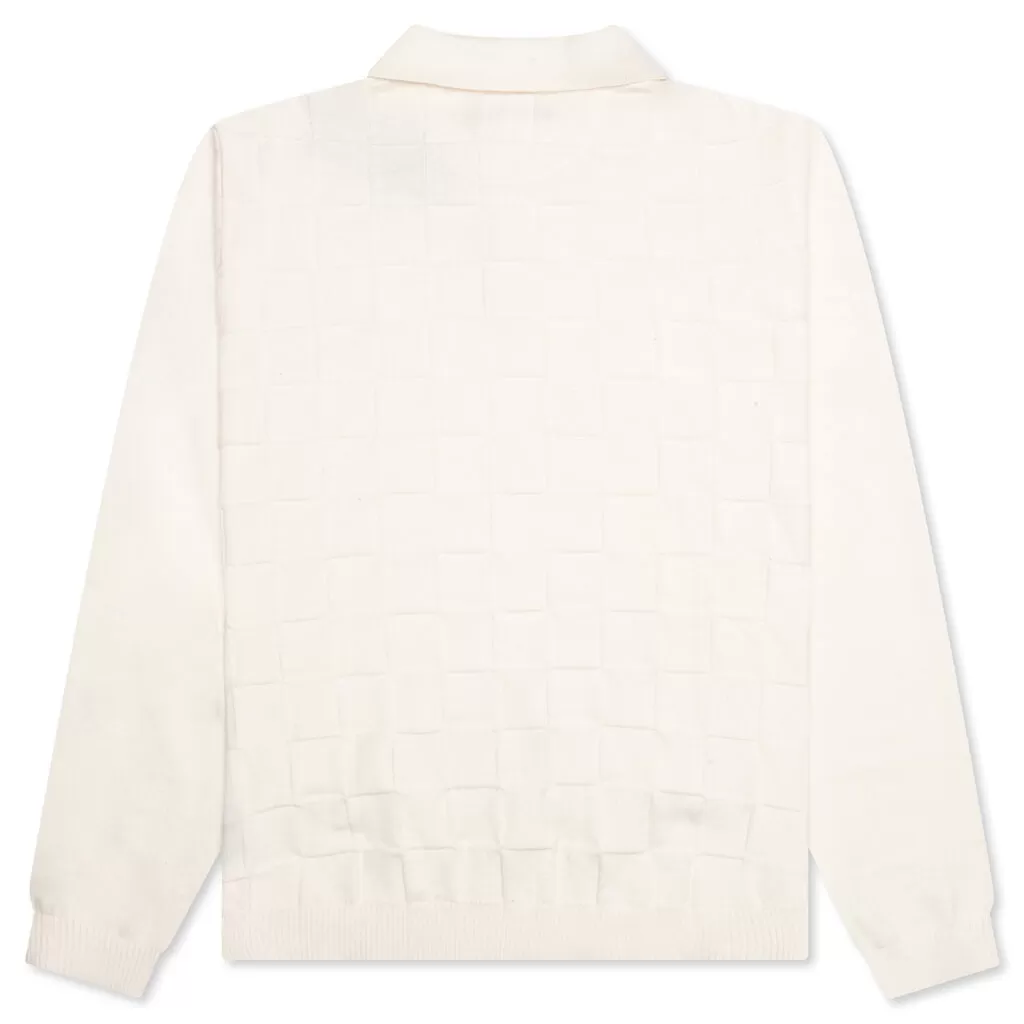 Palmer Checked L/S Sweater Polo - Clubhouse Cream