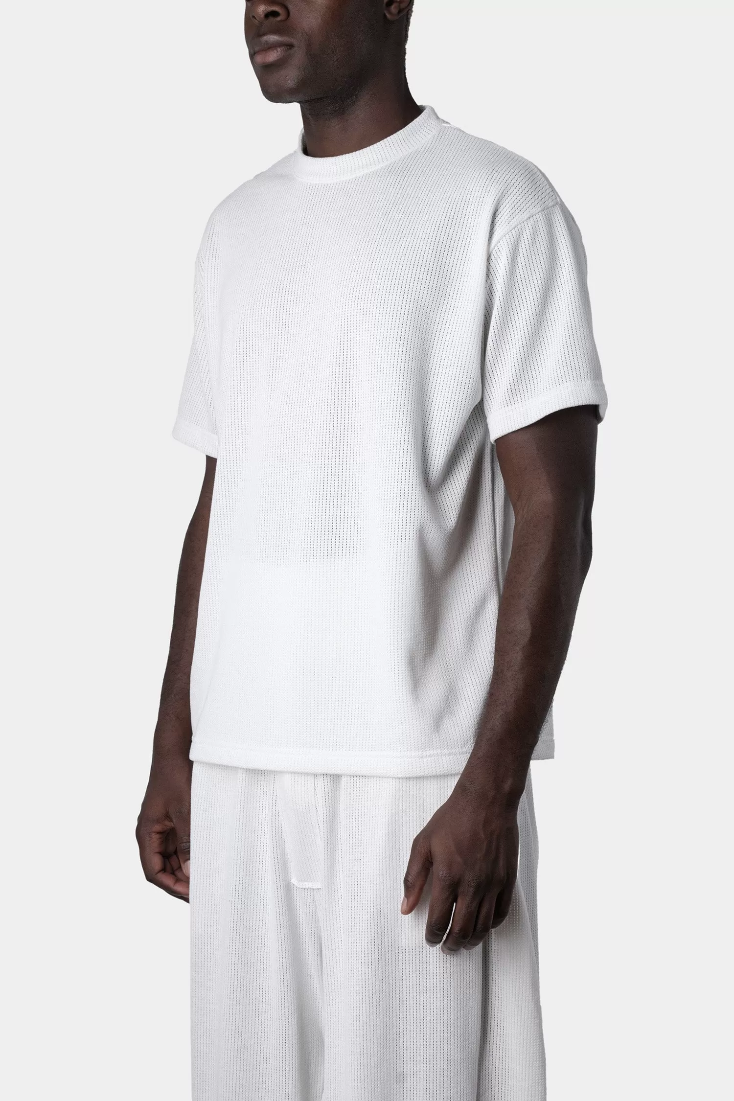 Perforated crewneck t-shirt, White