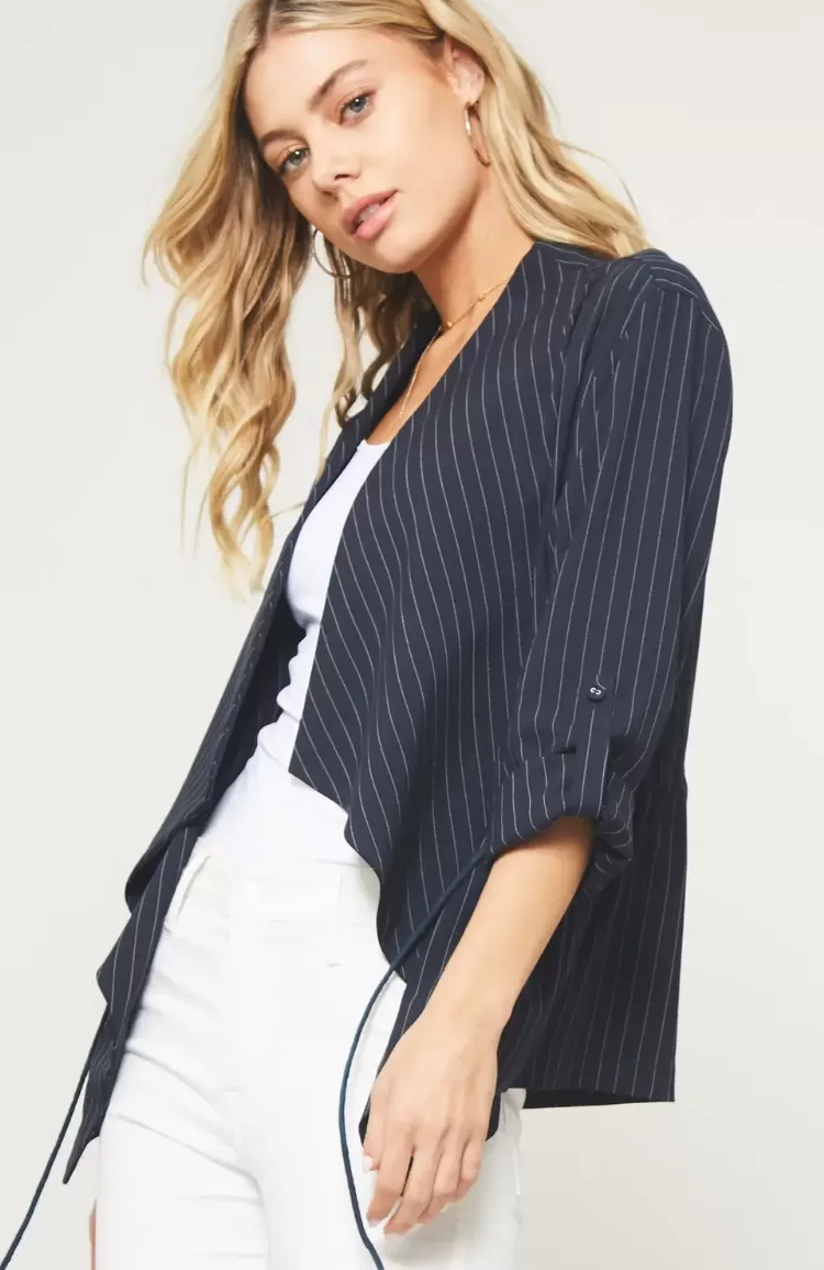 Pinstripe Shawl Blazer