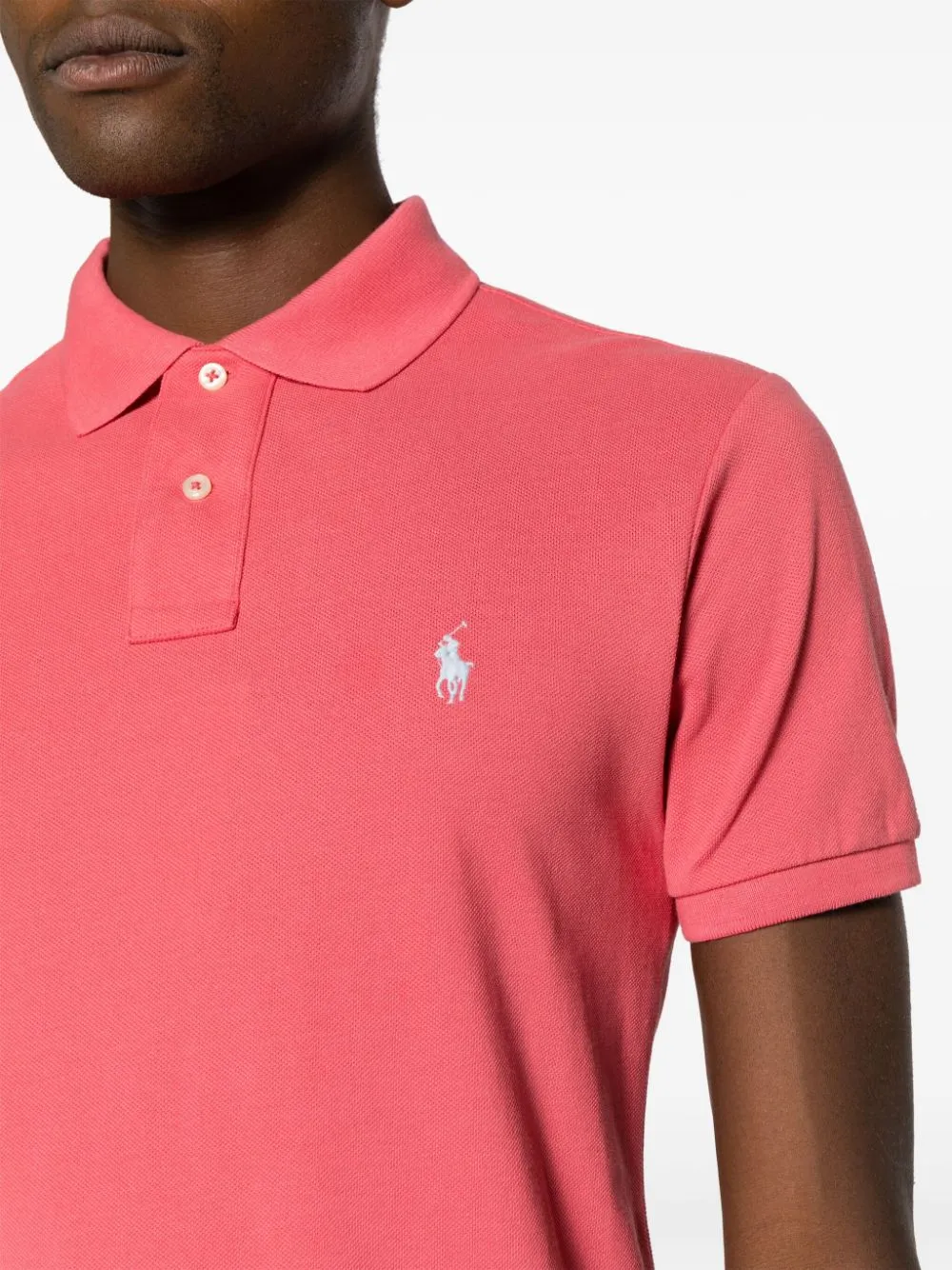 Polo Ralph Lauren - Polo cintré en coton piqué Pale Red