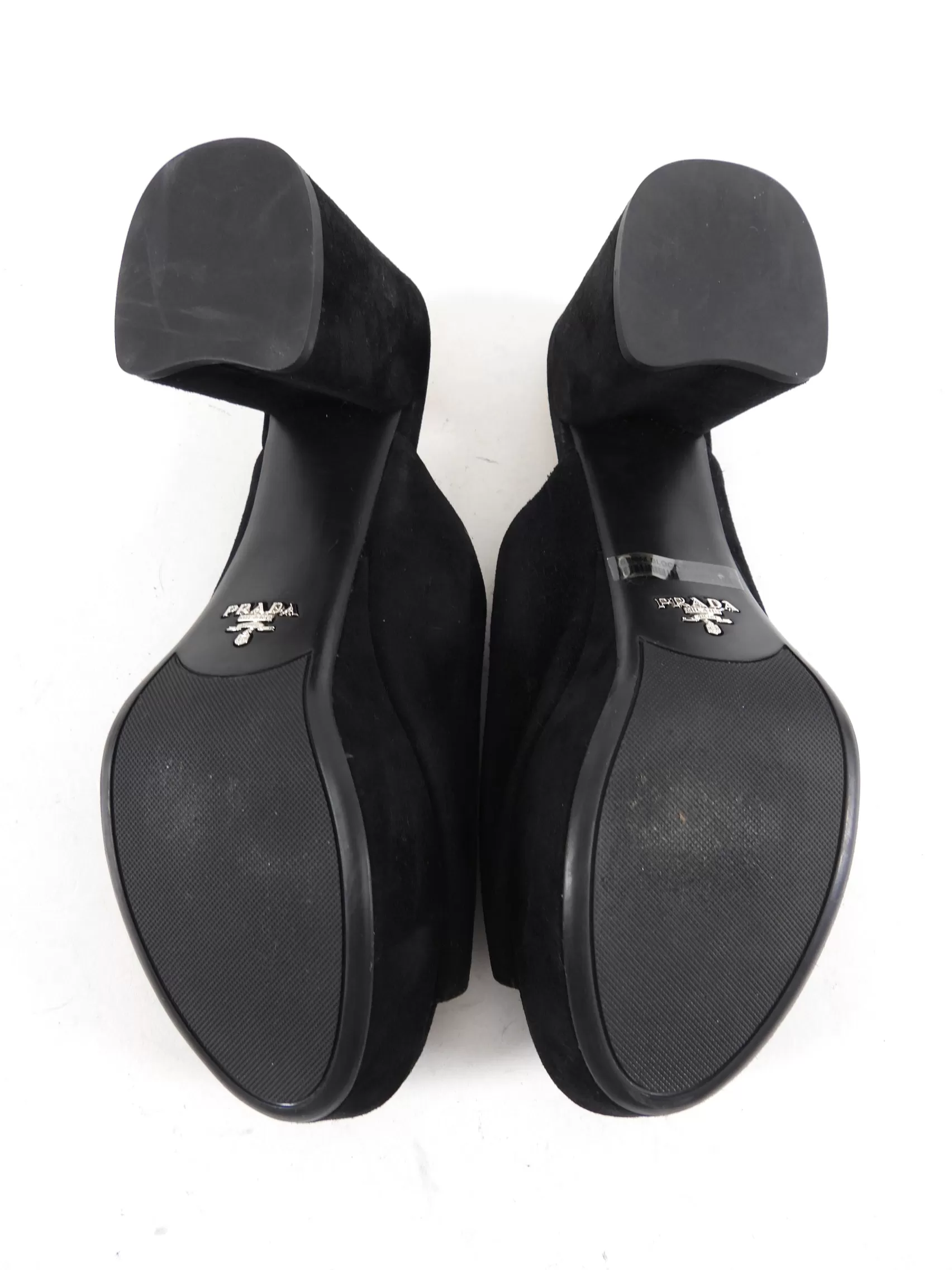 Prada Black Suede Block Heel Mules - 6