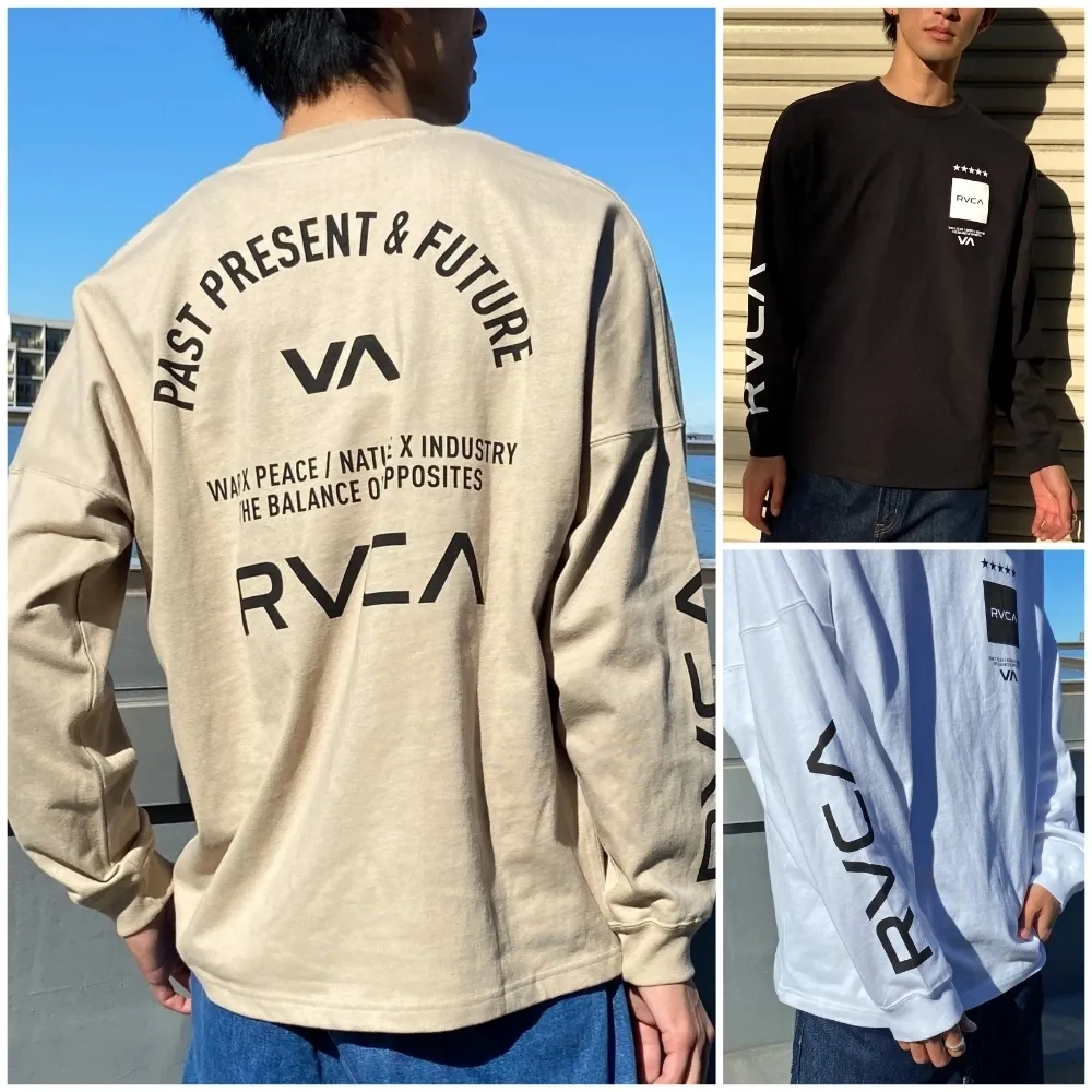 RVCA  |Crew Neck Unisex Street Style Long Sleeves Cotton Oversized