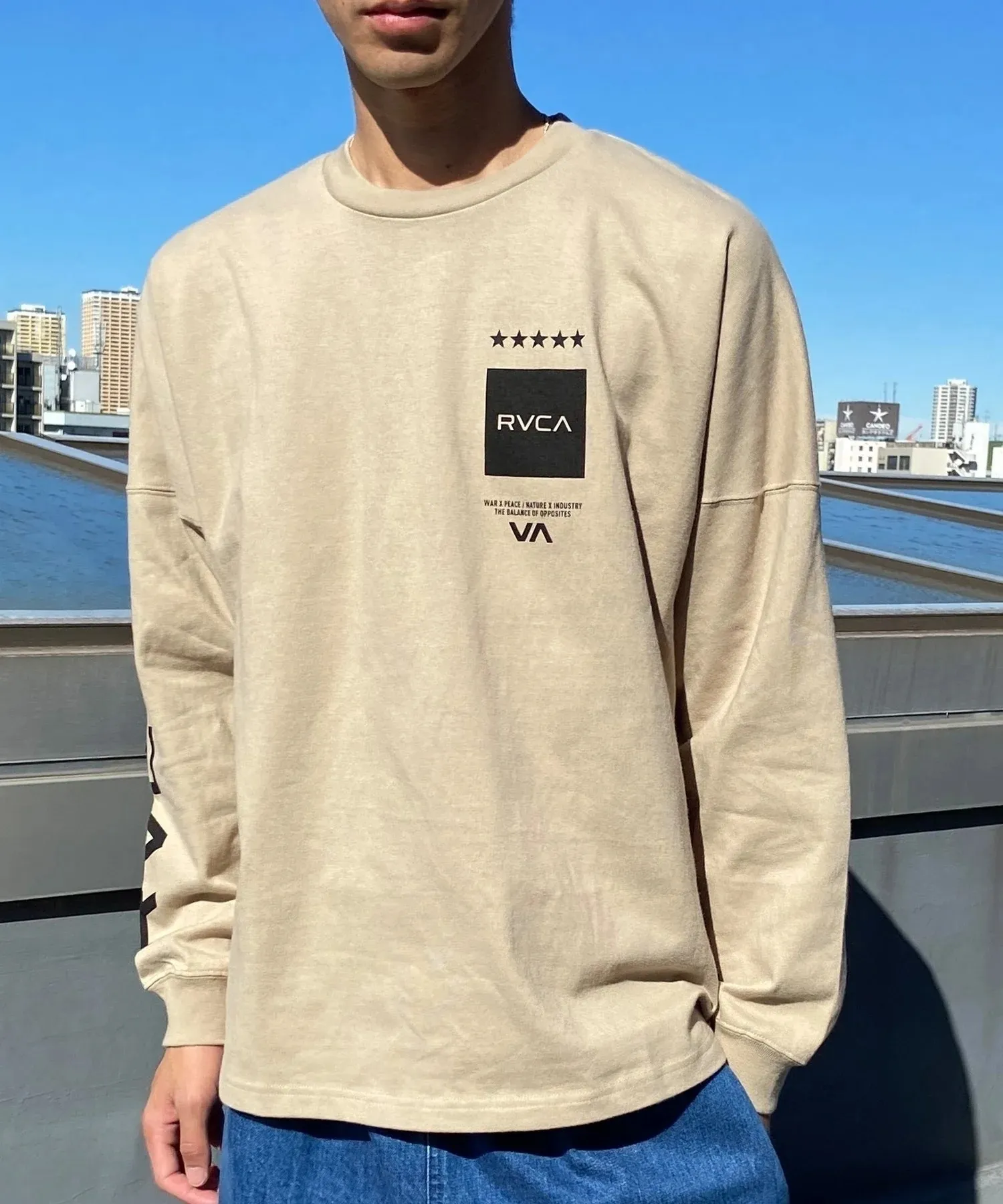 RVCA  |Crew Neck Unisex Street Style Long Sleeves Cotton Oversized