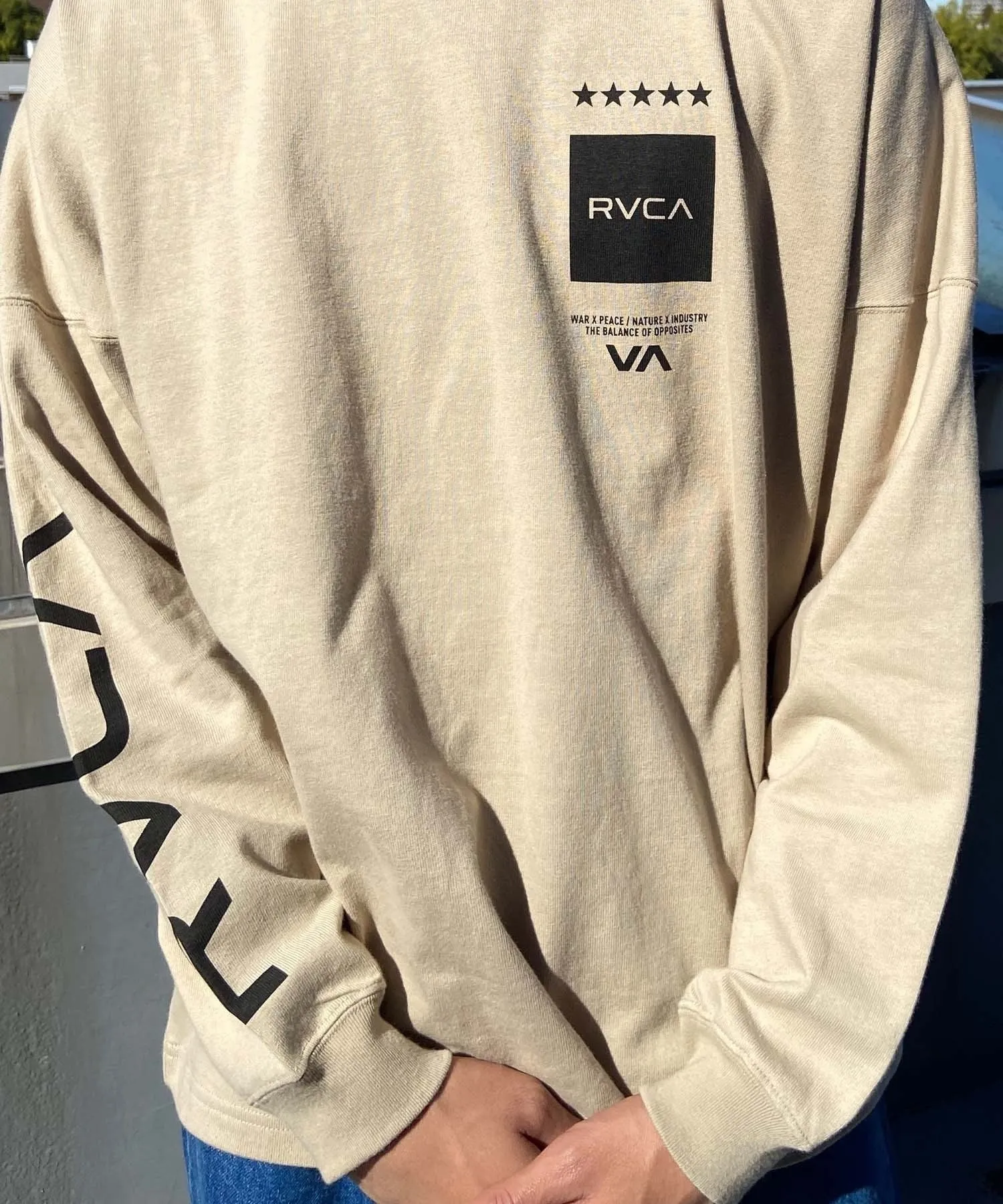 RVCA  |Crew Neck Unisex Street Style Long Sleeves Cotton Oversized