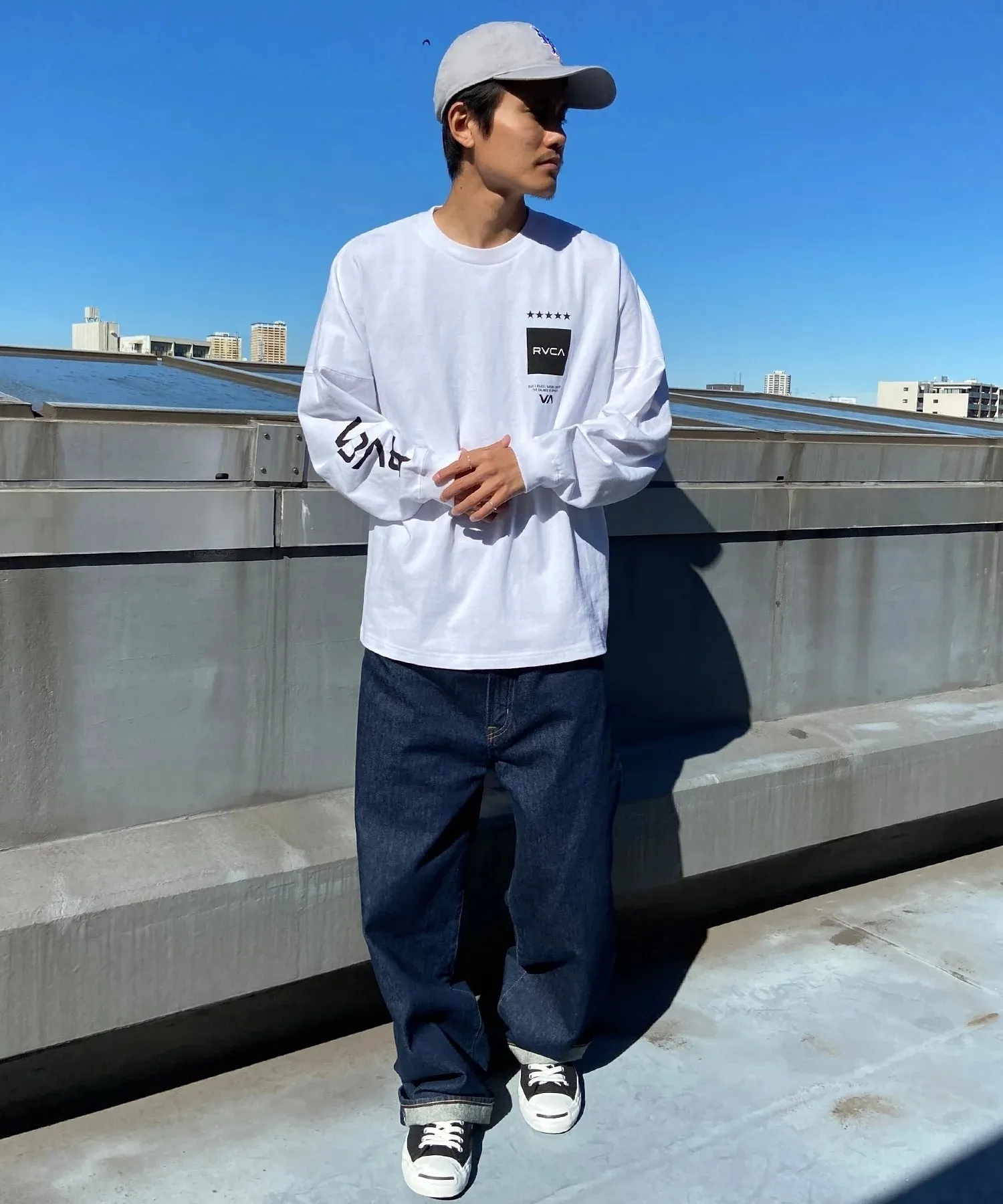 RVCA  |Crew Neck Unisex Street Style Long Sleeves Cotton Oversized