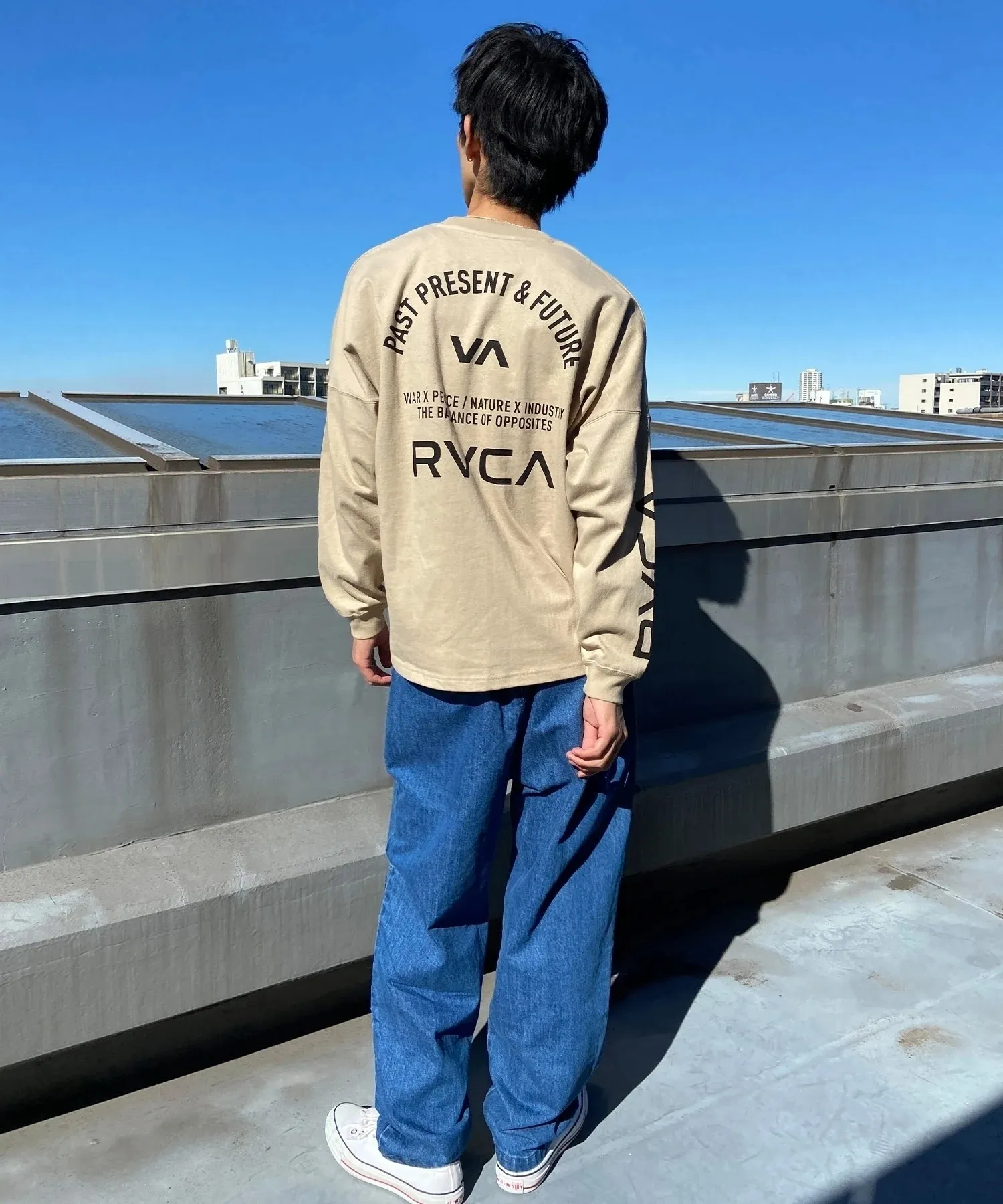 RVCA  |Crew Neck Unisex Street Style Long Sleeves Cotton Oversized