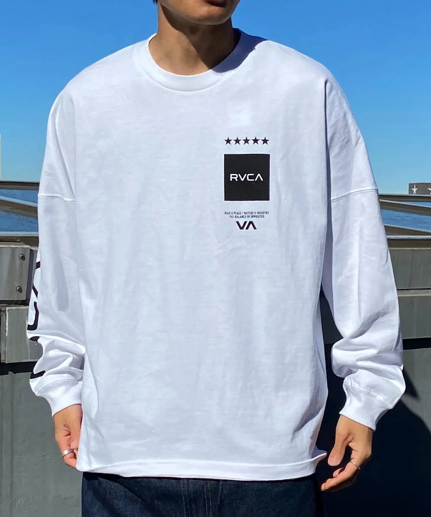 RVCA  |Crew Neck Unisex Street Style Long Sleeves Cotton Oversized