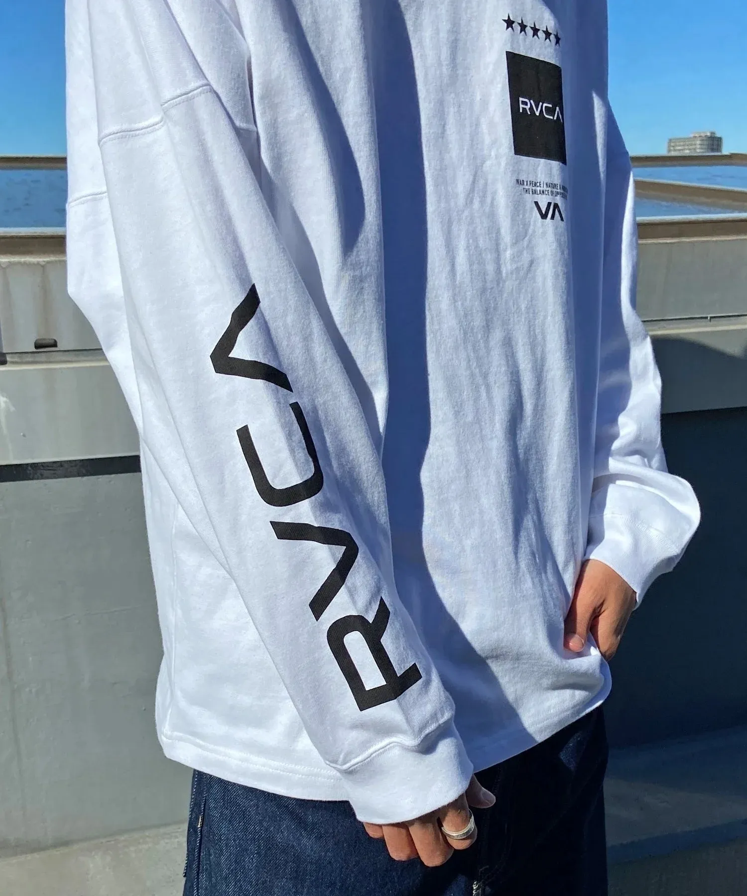 RVCA  |Crew Neck Unisex Street Style Long Sleeves Cotton Oversized