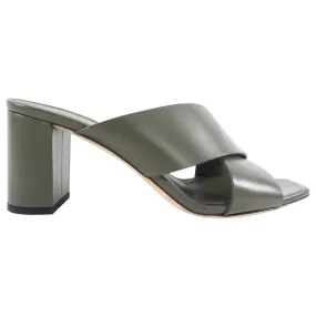 Saint Laurent Olive Green Criss Cross Sandals - 39 / 8.5