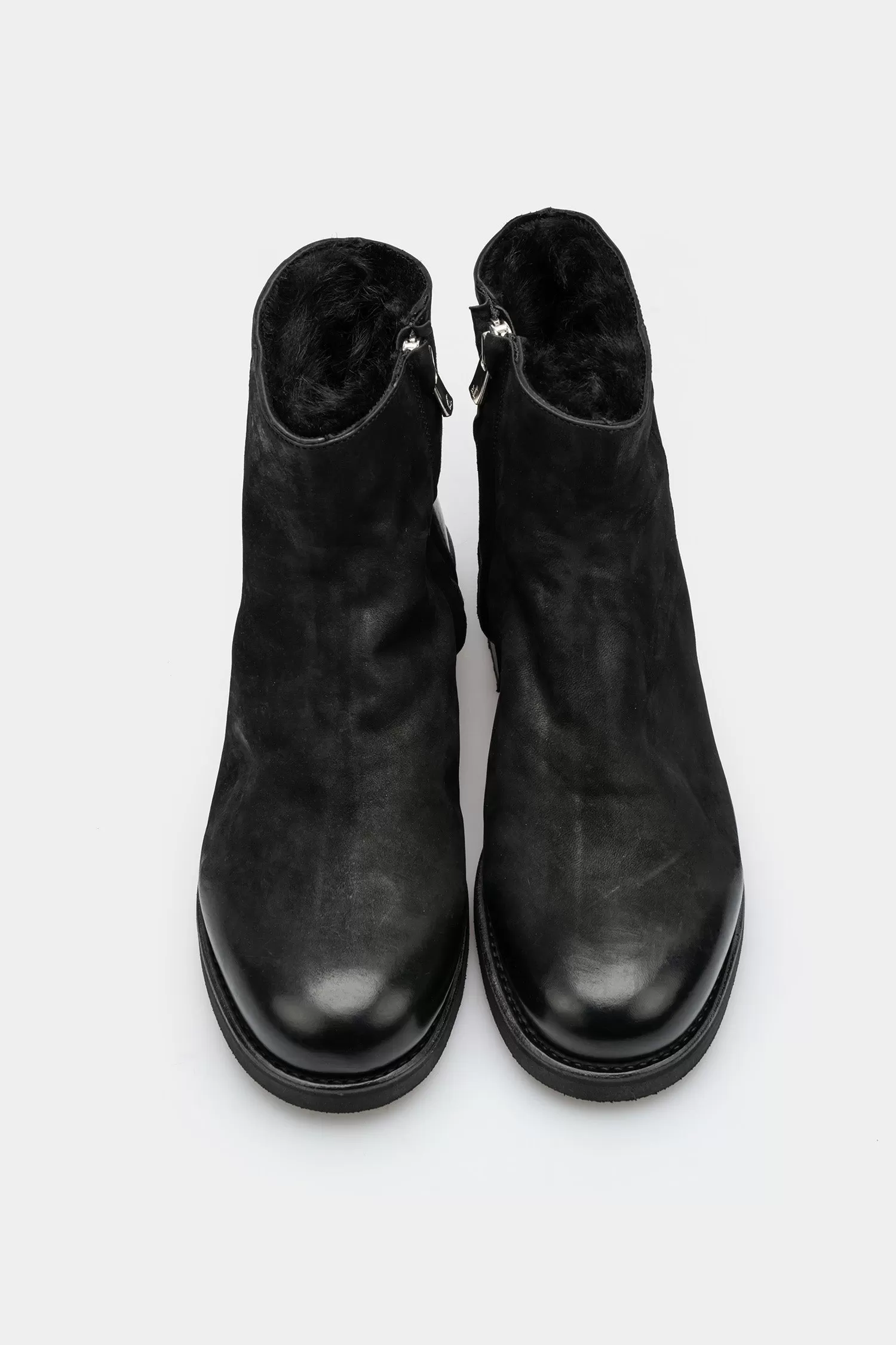 Shearling side zip boots