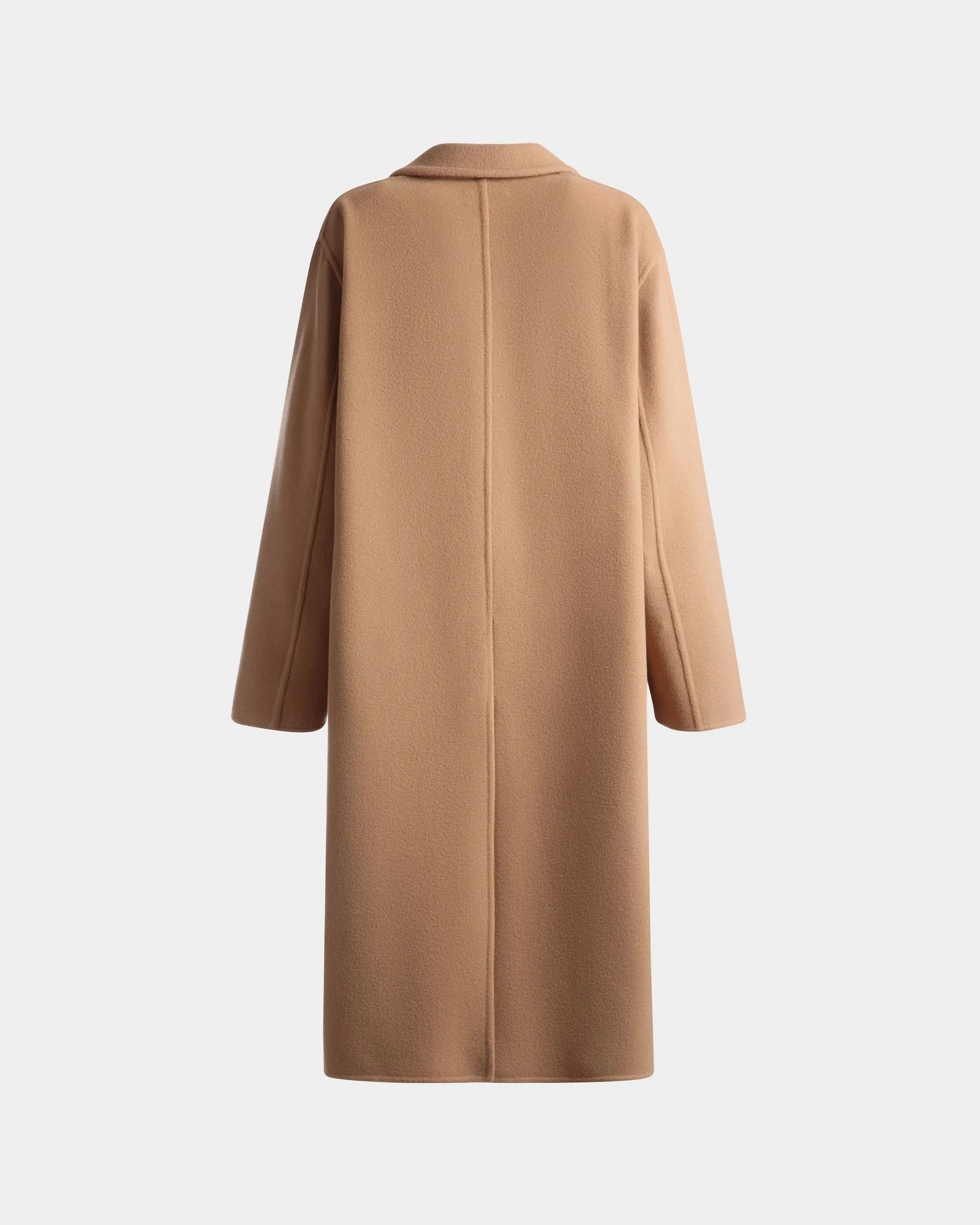 Single-Breasted Coat In Camel Cashmere Wool Mix 