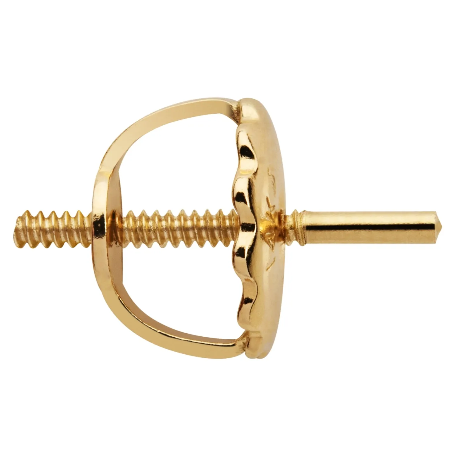 Single Earring Back Replacement |14K Solid Yellow Gold | Threaded Screw on Screw off | Quality Die Struck | Post Size .0375 | 1 