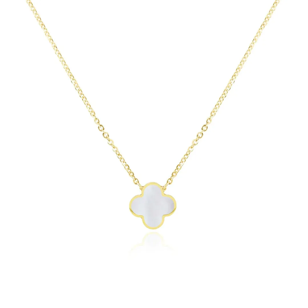 Small Mother of Pearl Single Clover Necklace