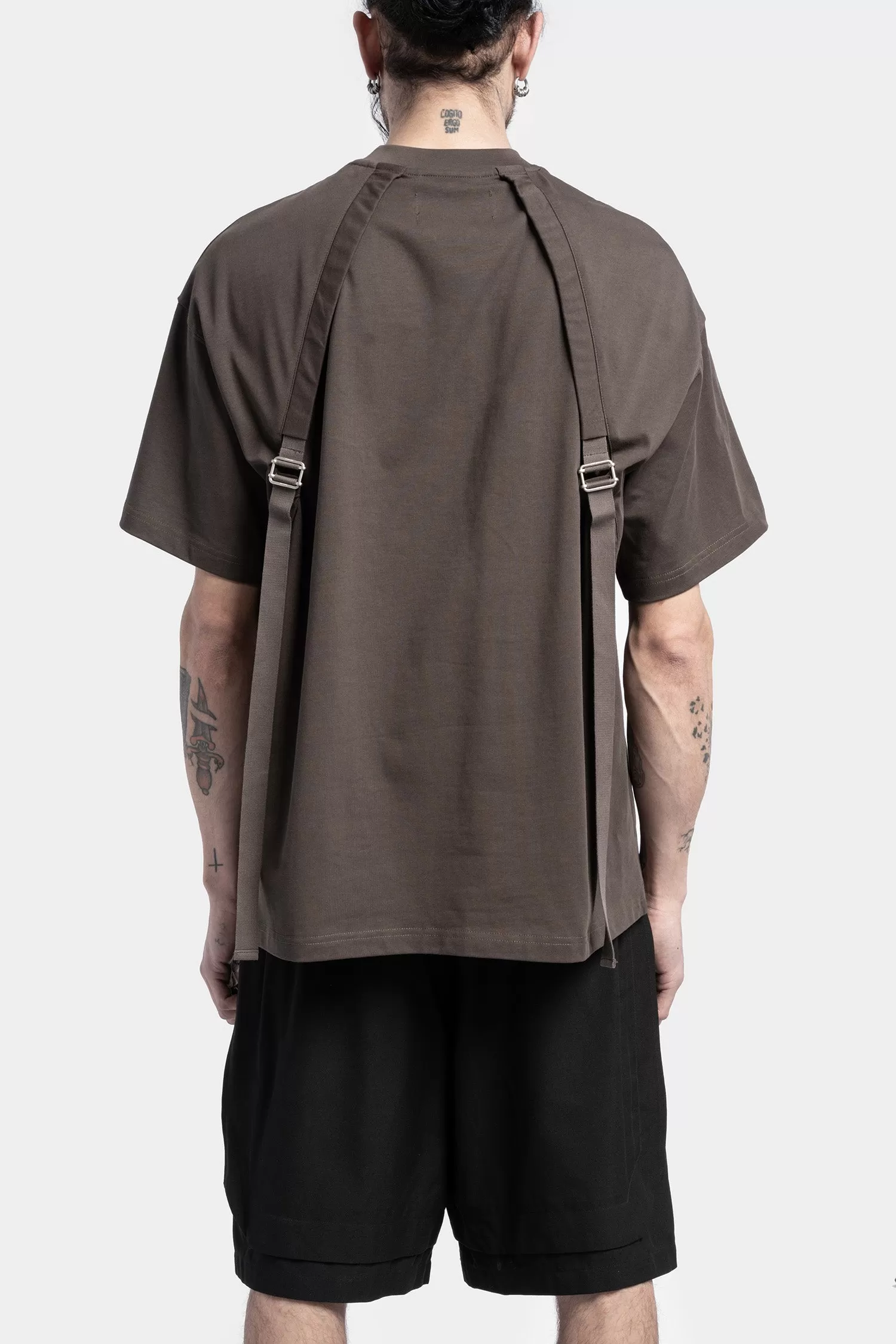 Strapped t-shirt, Khaki Grey