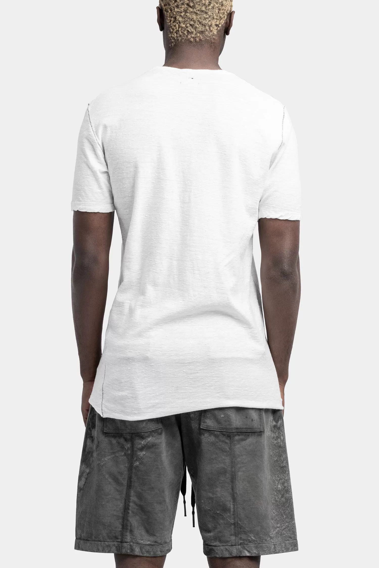 Structured cotton scar stitch tee, White