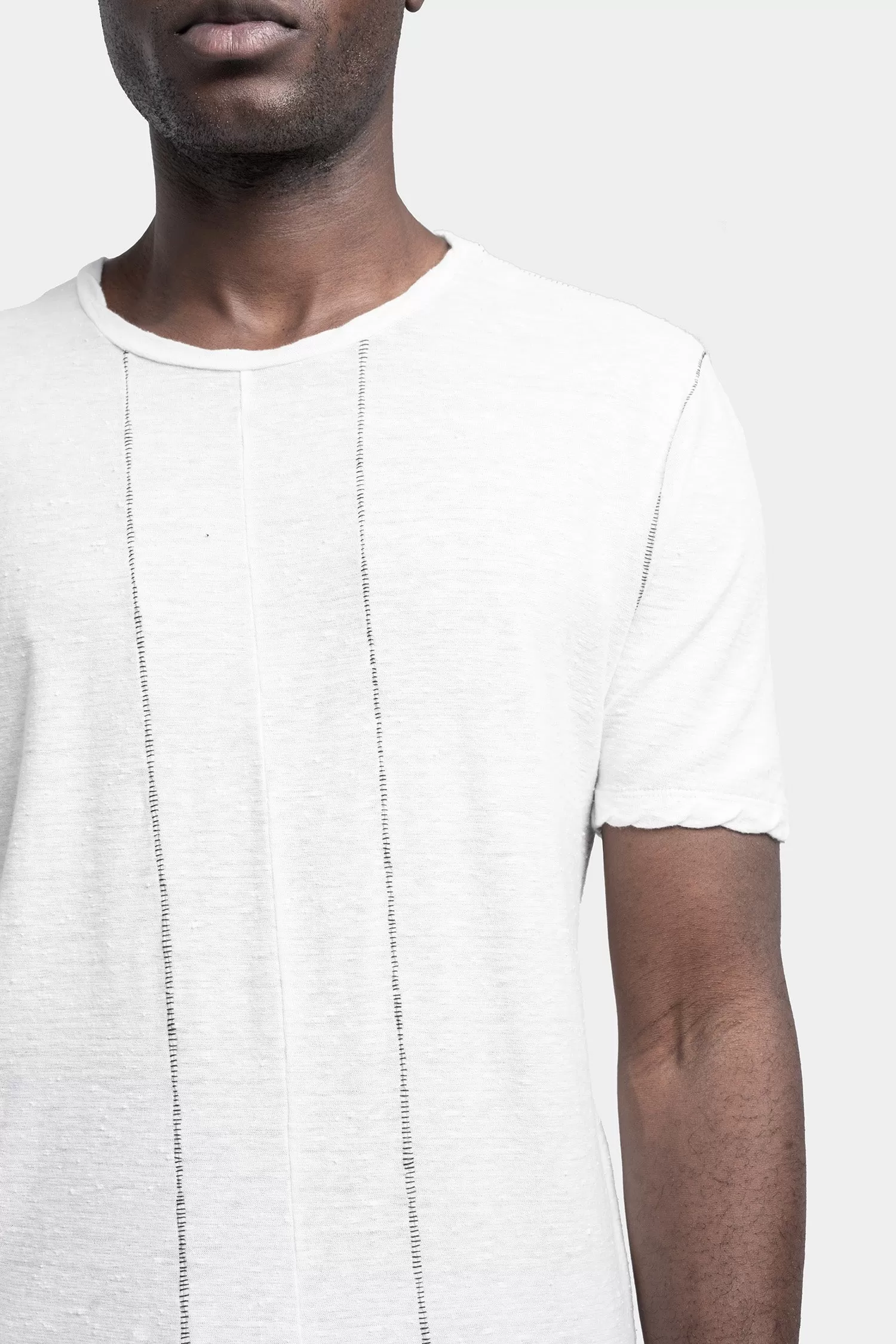 Structured cotton scar stitch tee, White