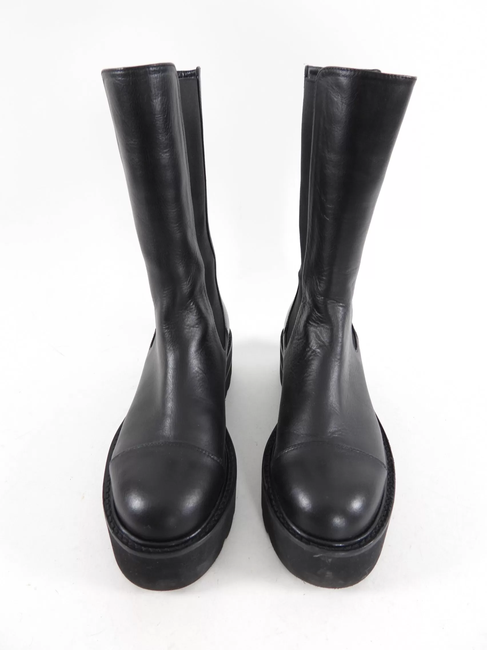 Stuart Weitzman Black Midi Leather Ankle Boots - 6.5