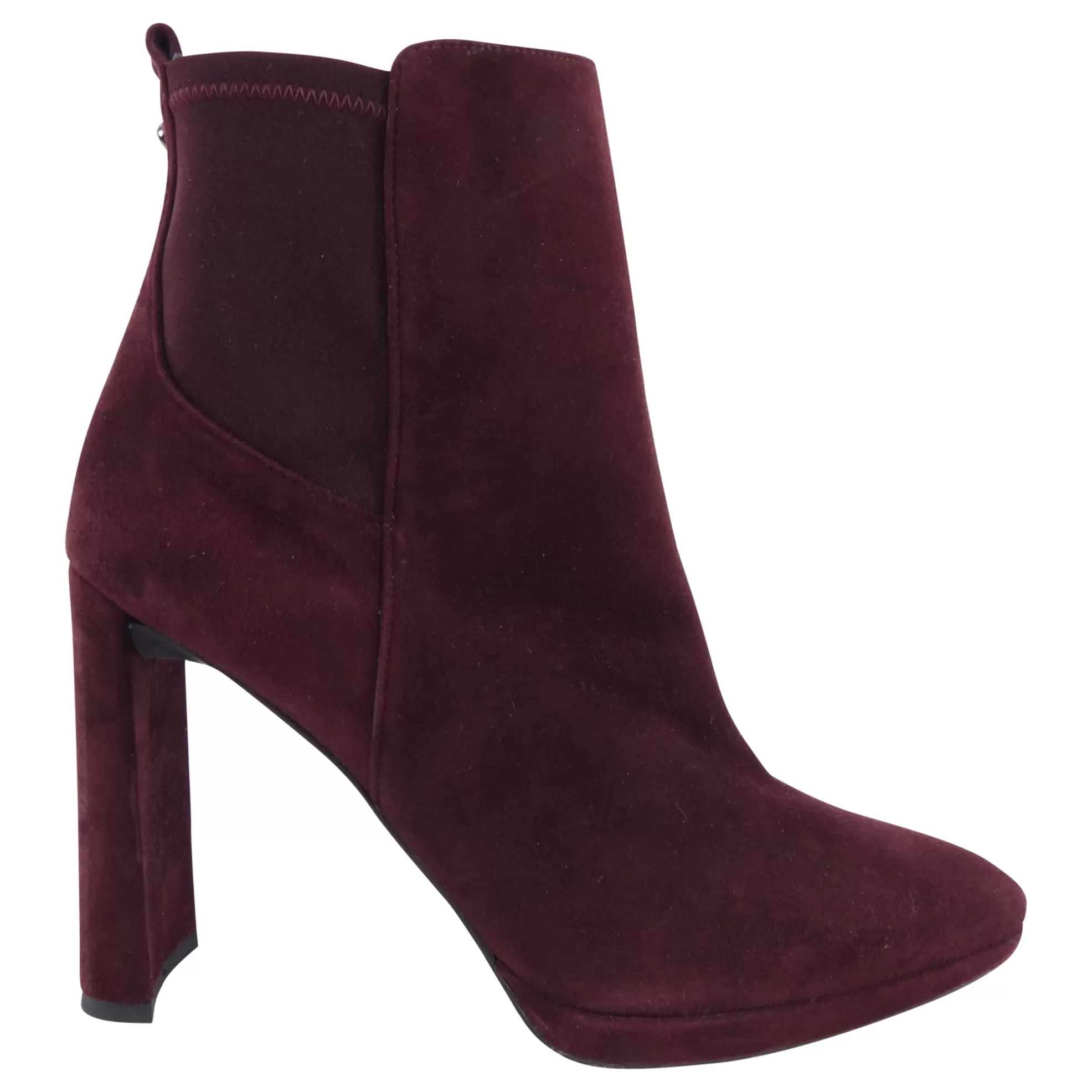 Stuart Weitzman Burgundy Suede 110mm Ankle Boots - 8