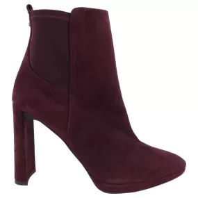 Stuart Weitzman Burgundy Suede 110mm Ankle Boots - 8