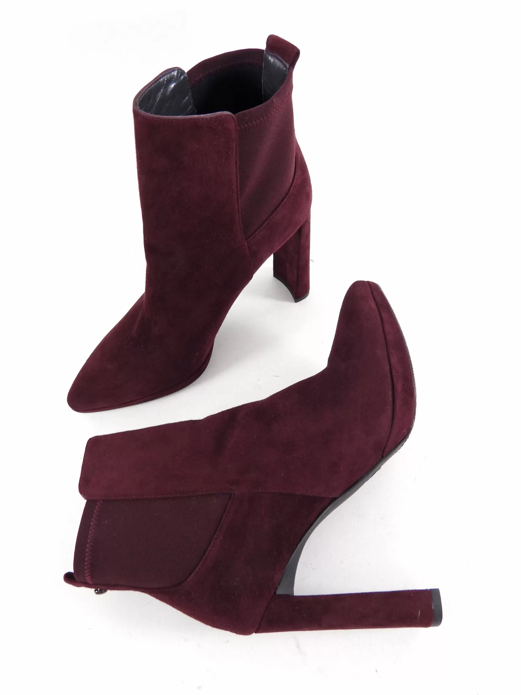 Stuart Weitzman Burgundy Suede 110mm Ankle Boots - 8