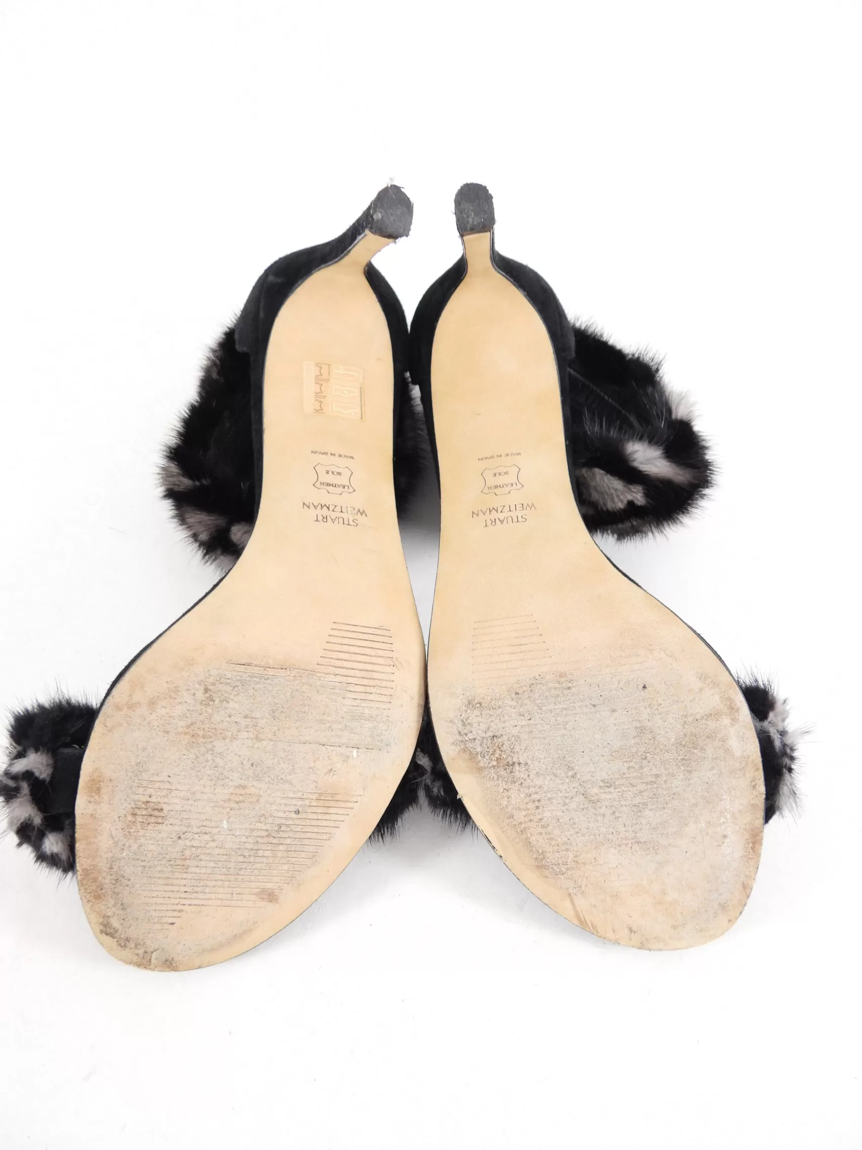 Stuart Weitzman Mink Fur and Suede 115mm High Heels - 9.5M