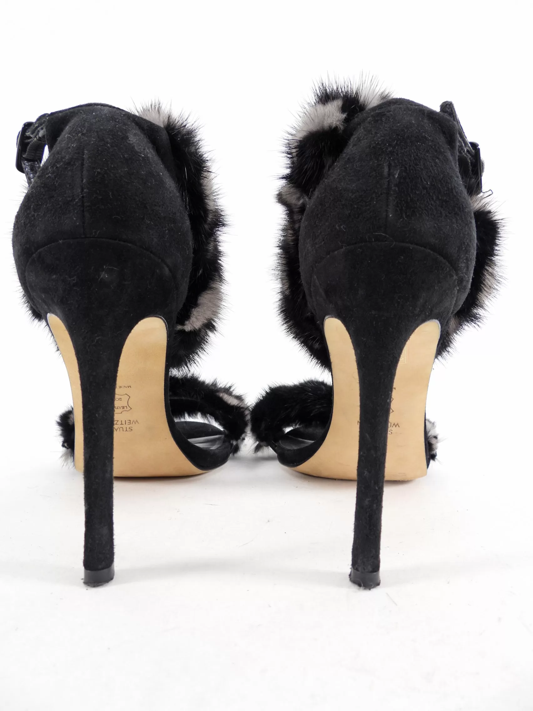 Stuart Weitzman Mink Fur and Suede 115mm High Heels - 9.5M