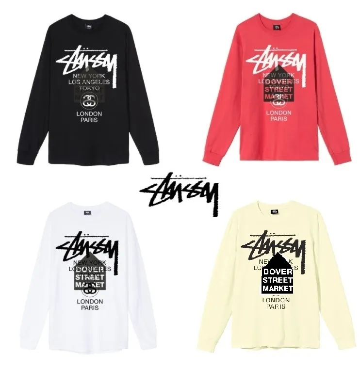 STUSSY  |Crew Neck Unisex Street Style Collaboration Long Sleeves