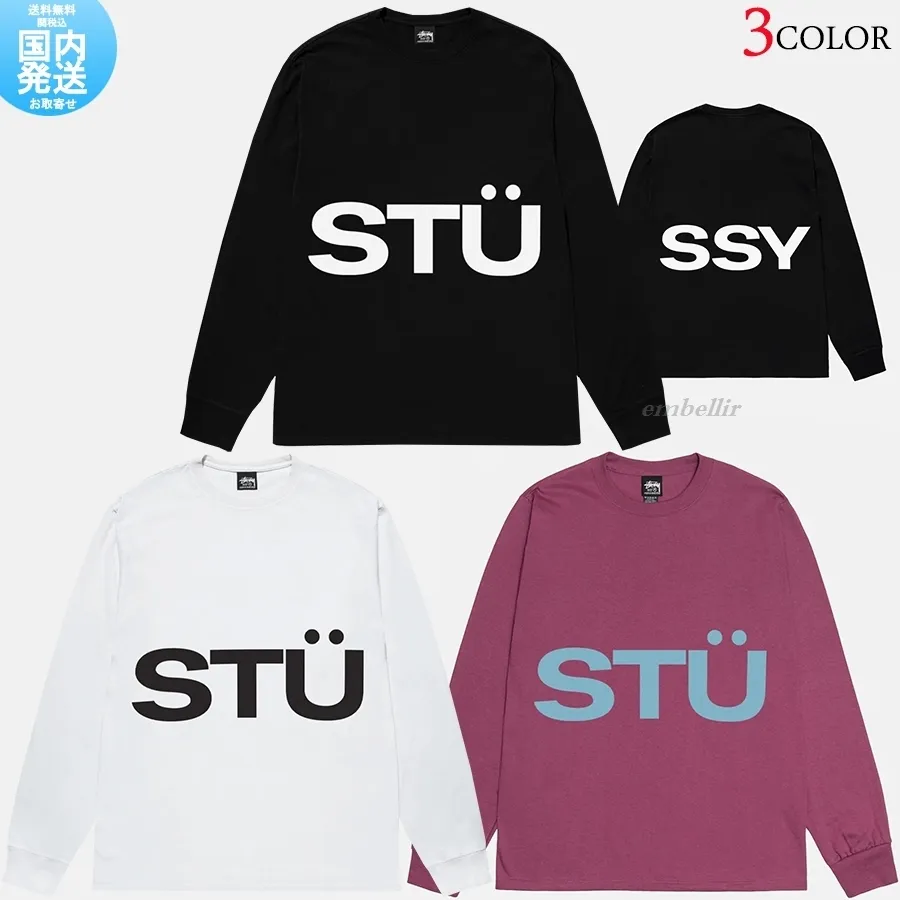 STUSSY  |Crew Neck Unisex Street Style Long Sleeves Cotton