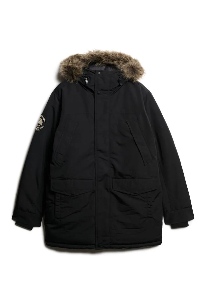 Superdry Everest Faux Fur Parka Jacket Jet Black