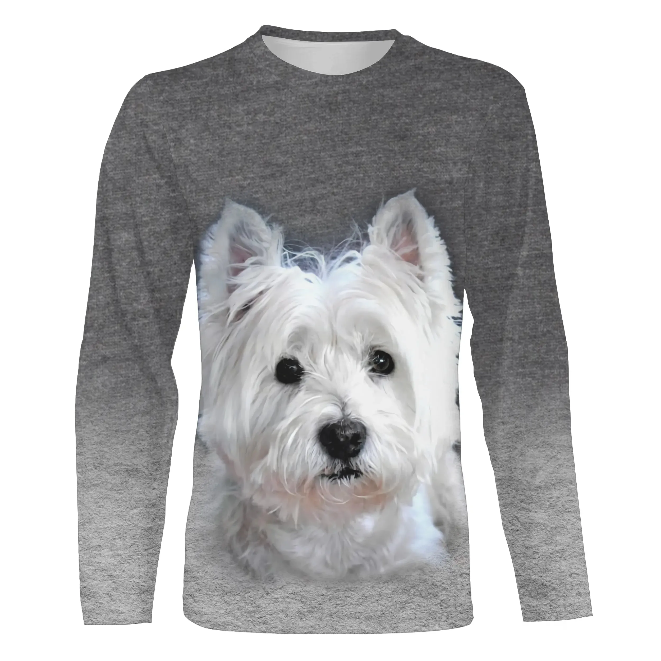 T-shirt Tee Homme Femme Basique Gris Chien Plein Air Col Rond Manche Courte Et Manche Longue - CT16012305