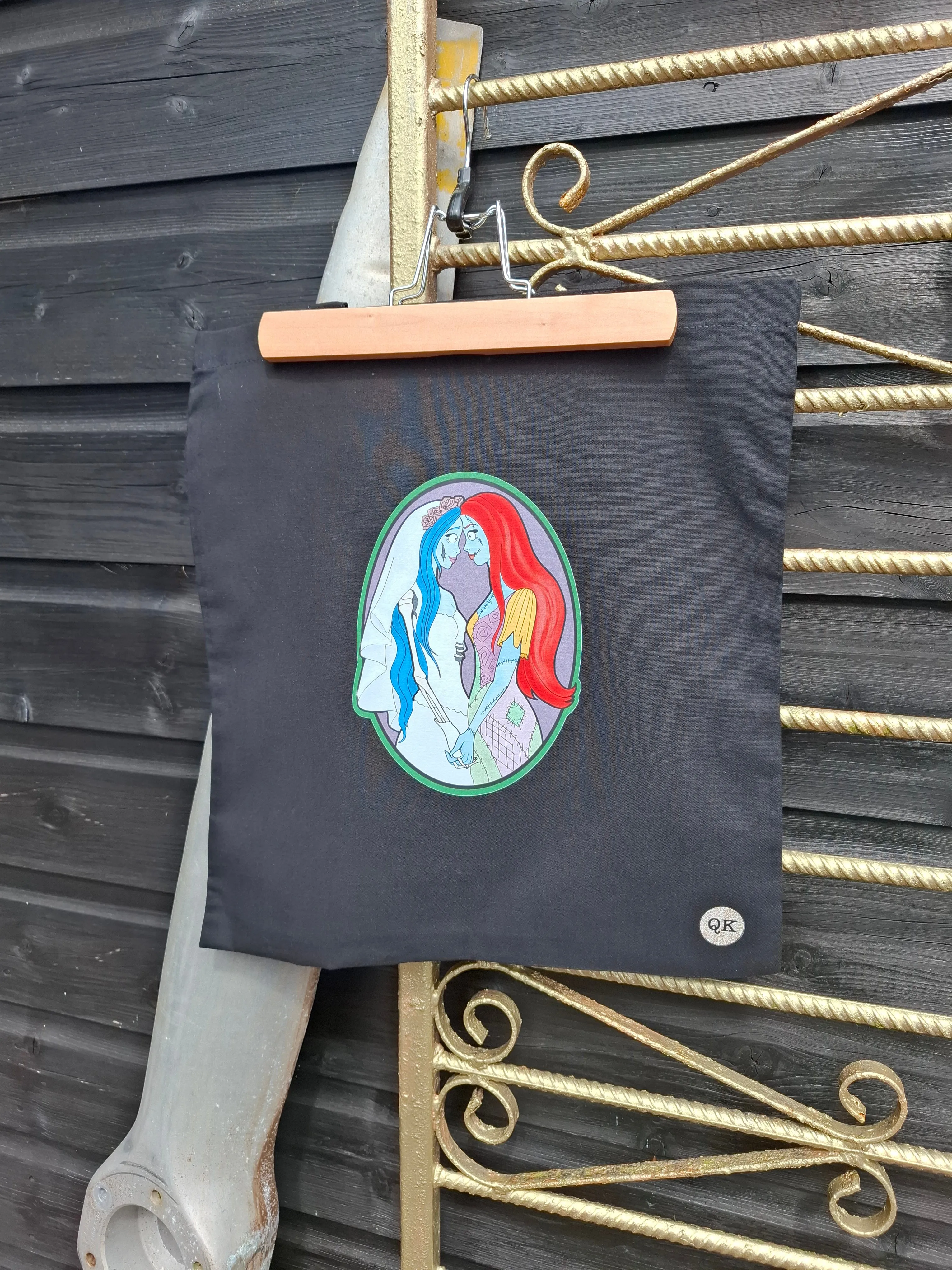 The Lovers- Black Cotton Tote Bag